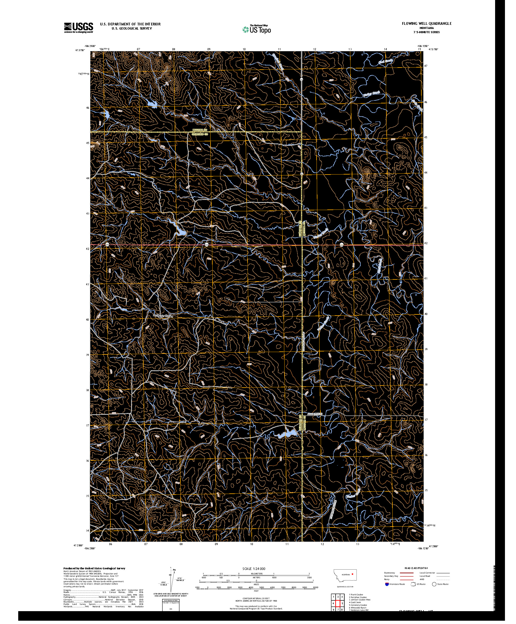 US TOPO 7.5-MINUTE MAP FOR FLOWING WELL, MT
