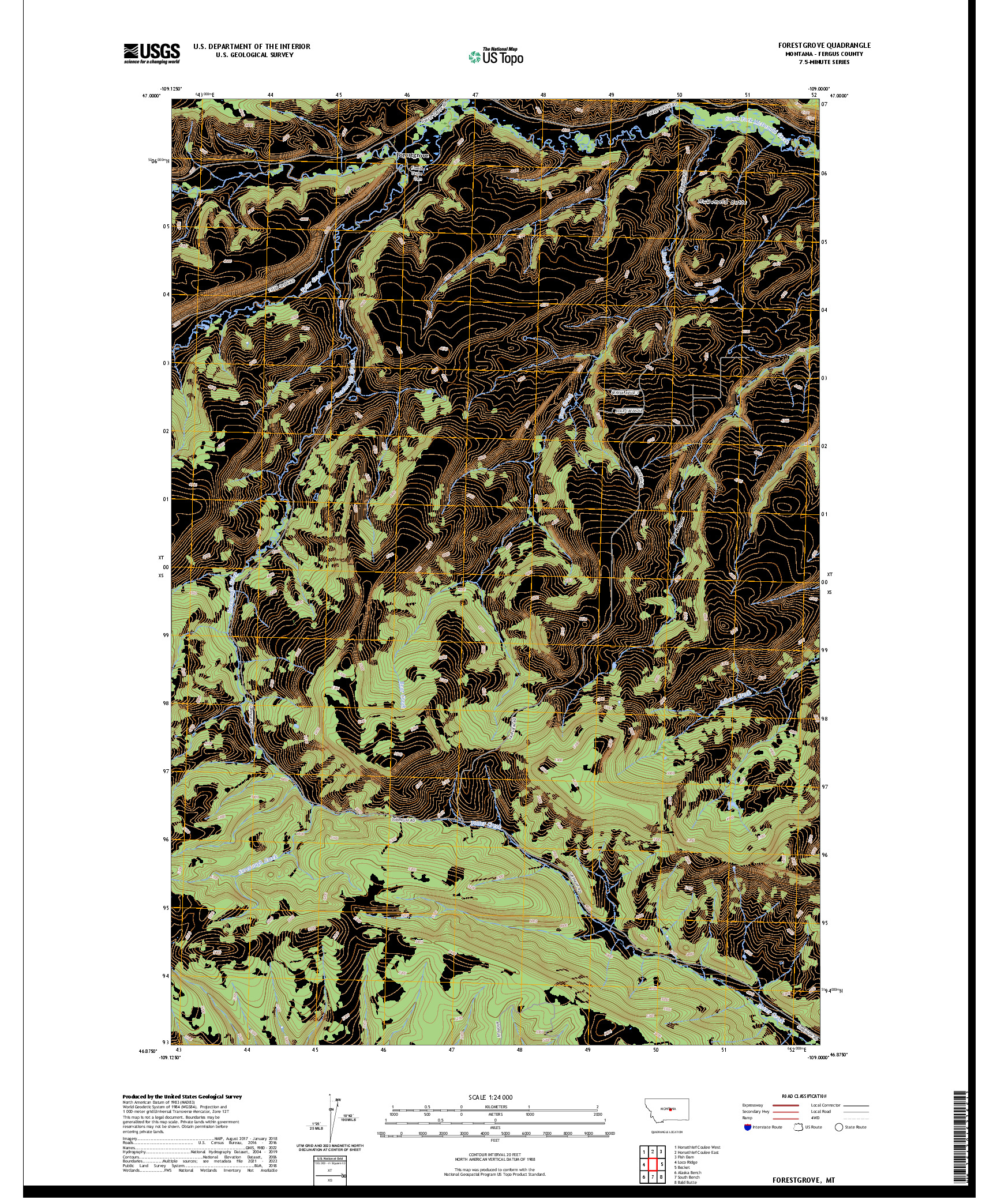 US TOPO 7.5-MINUTE MAP FOR FORESTGROVE, MT