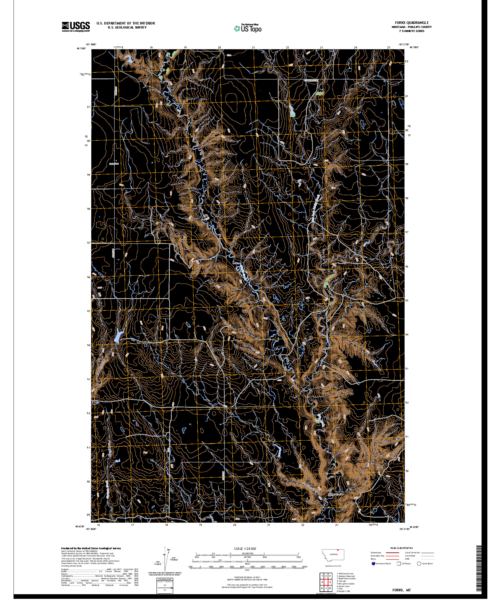 US TOPO 7.5-MINUTE MAP FOR FORKS, MT