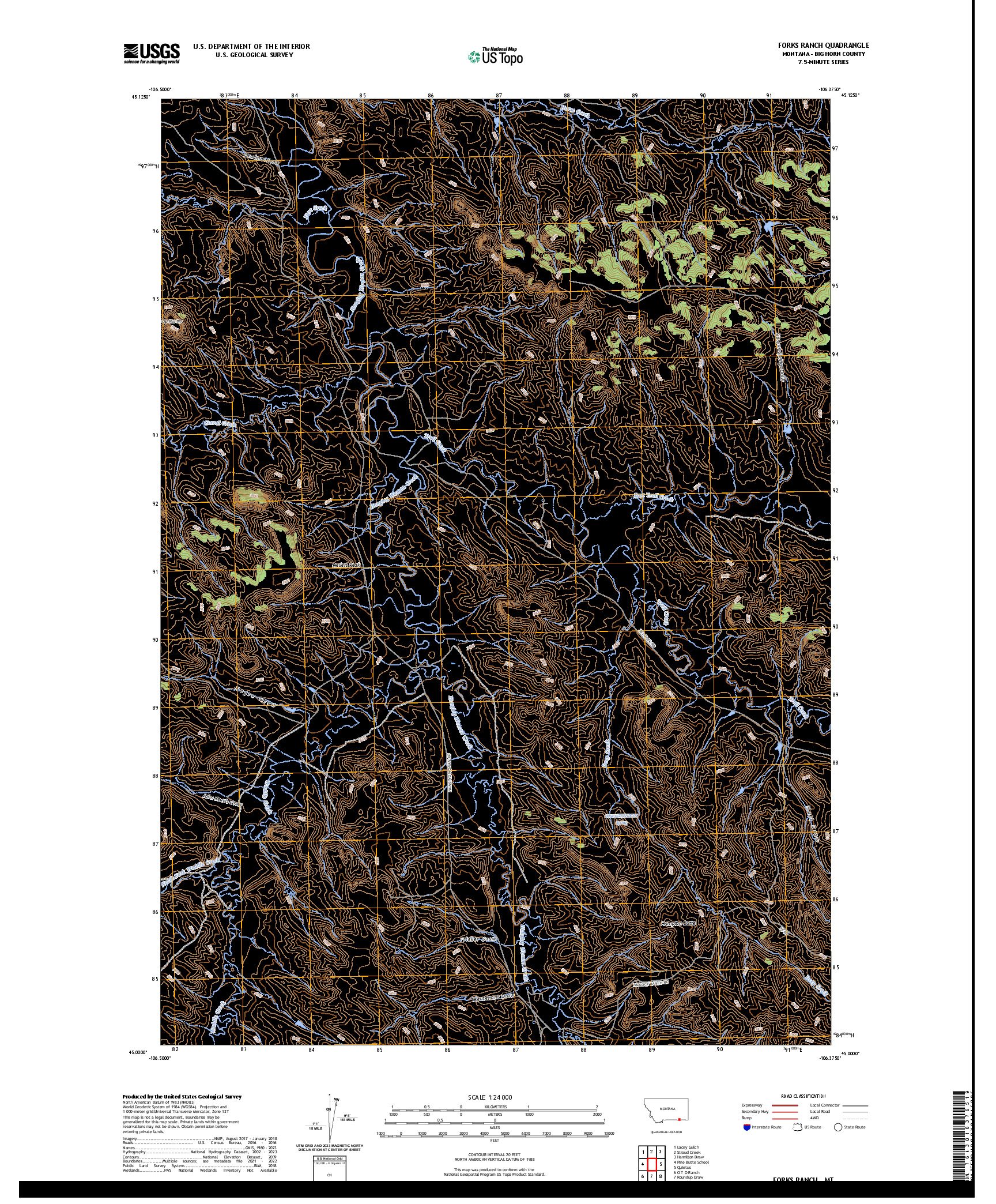 US TOPO 7.5-MINUTE MAP FOR FORKS RANCH, MT