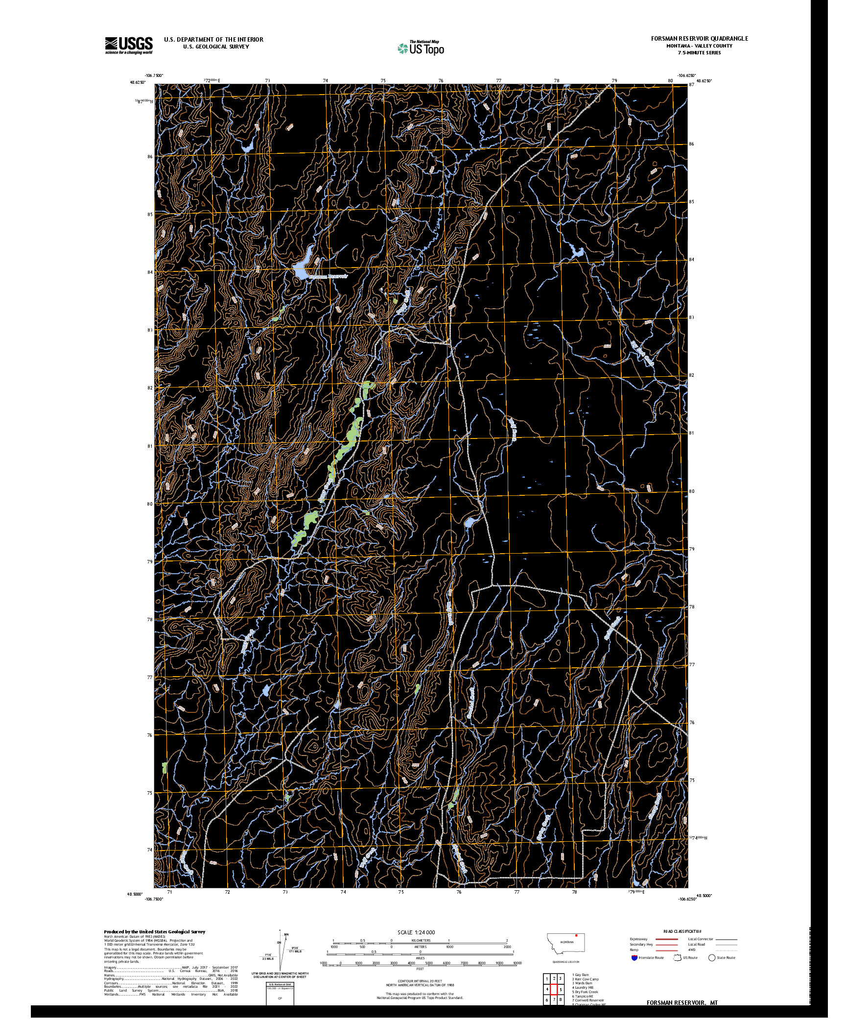 US TOPO 7.5-MINUTE MAP FOR FORSMAN RESERVOIR, MT