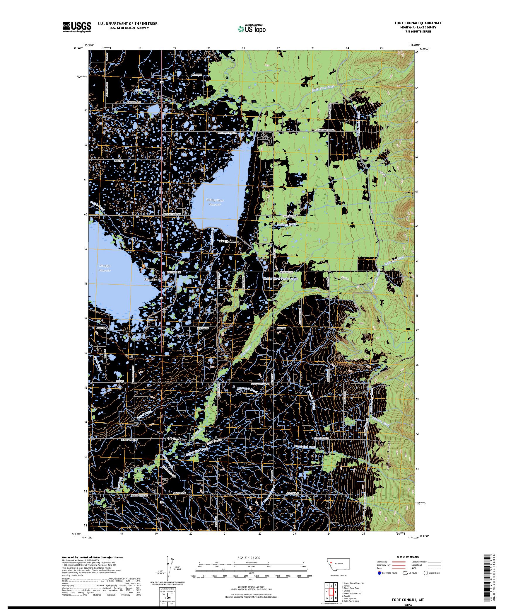 US TOPO 7.5-MINUTE MAP FOR FORT CONNAH, MT