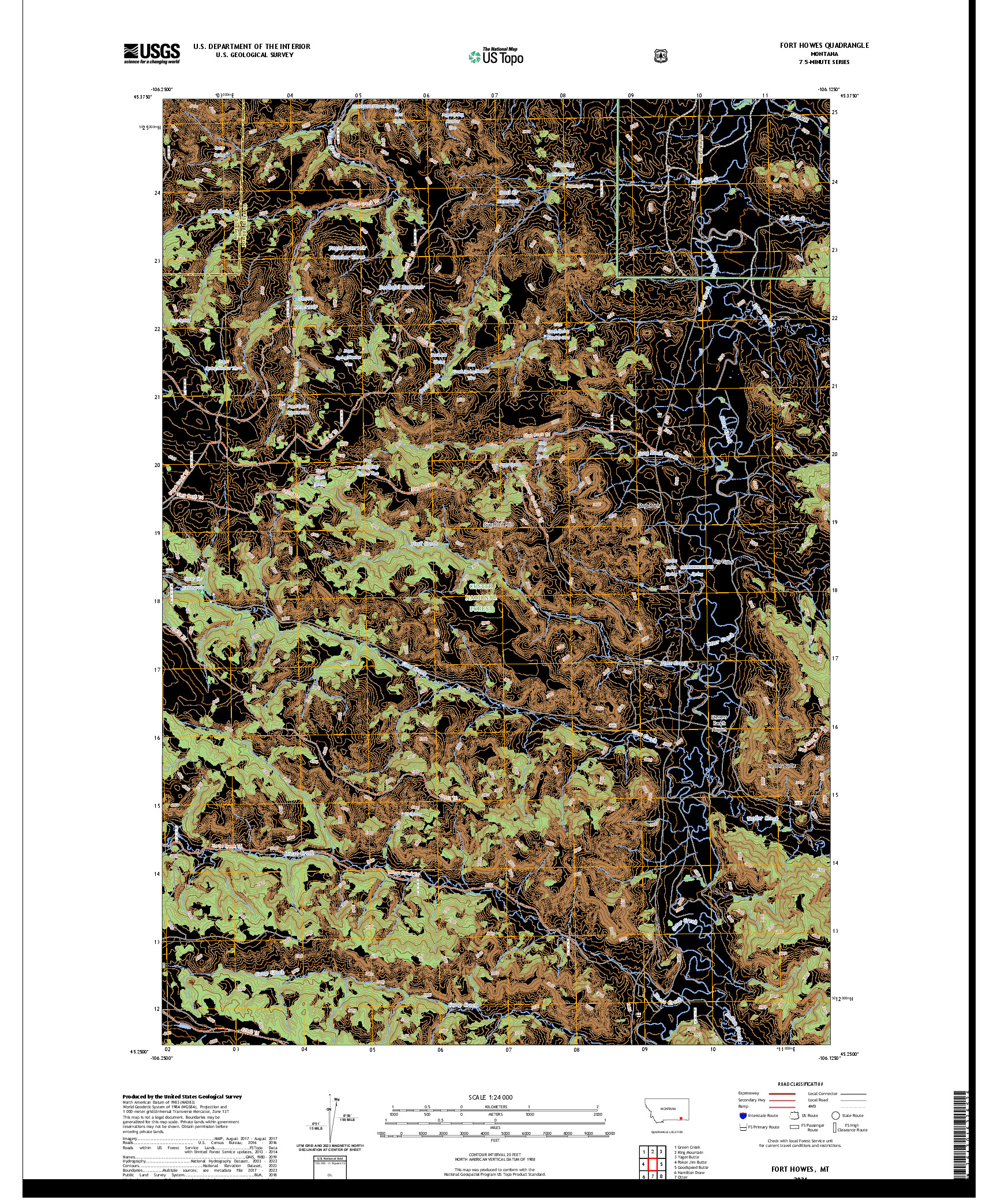 US TOPO 7.5-MINUTE MAP FOR FORT HOWES, MT