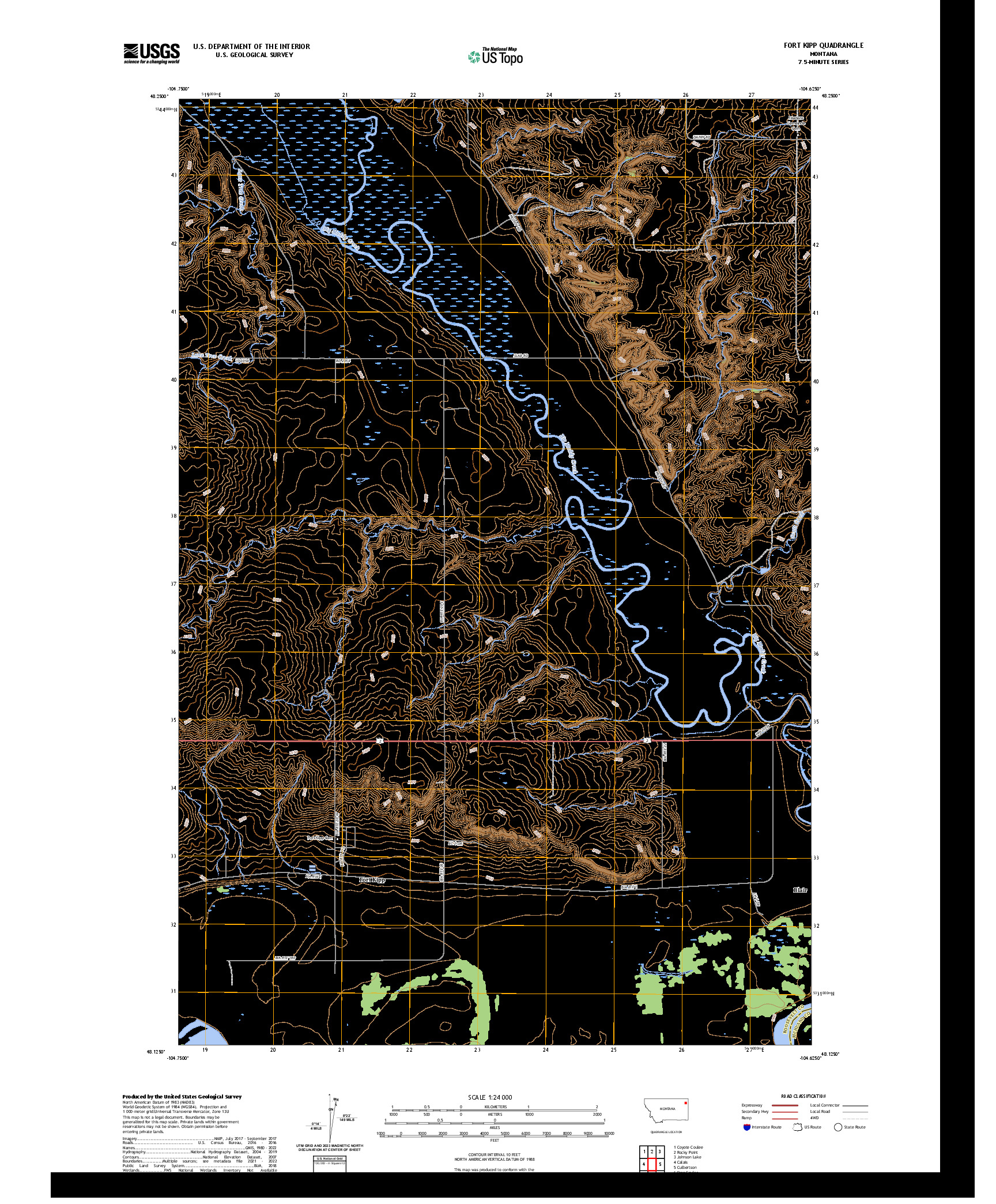 US TOPO 7.5-MINUTE MAP FOR FORT KIPP, MT