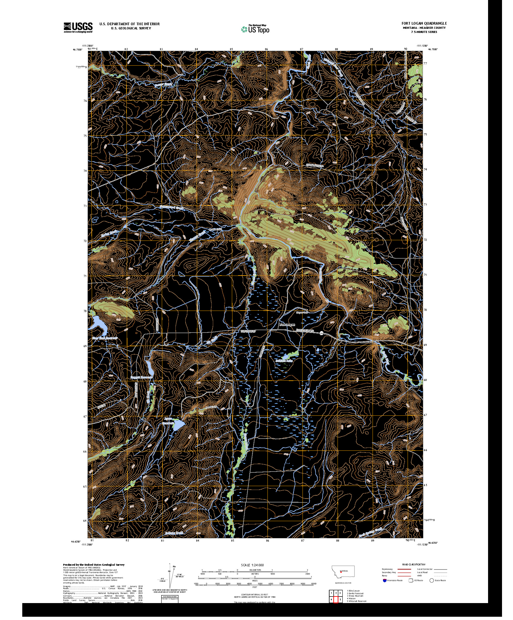 US TOPO 7.5-MINUTE MAP FOR FORT LOGAN, MT