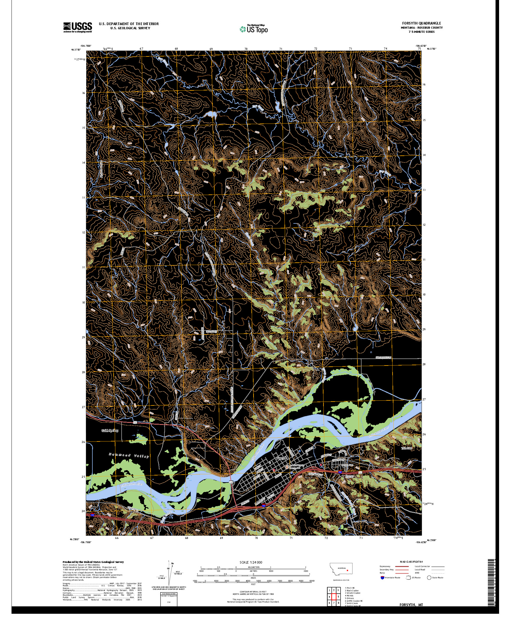 US TOPO 7.5-MINUTE MAP FOR FORSYTH, MT