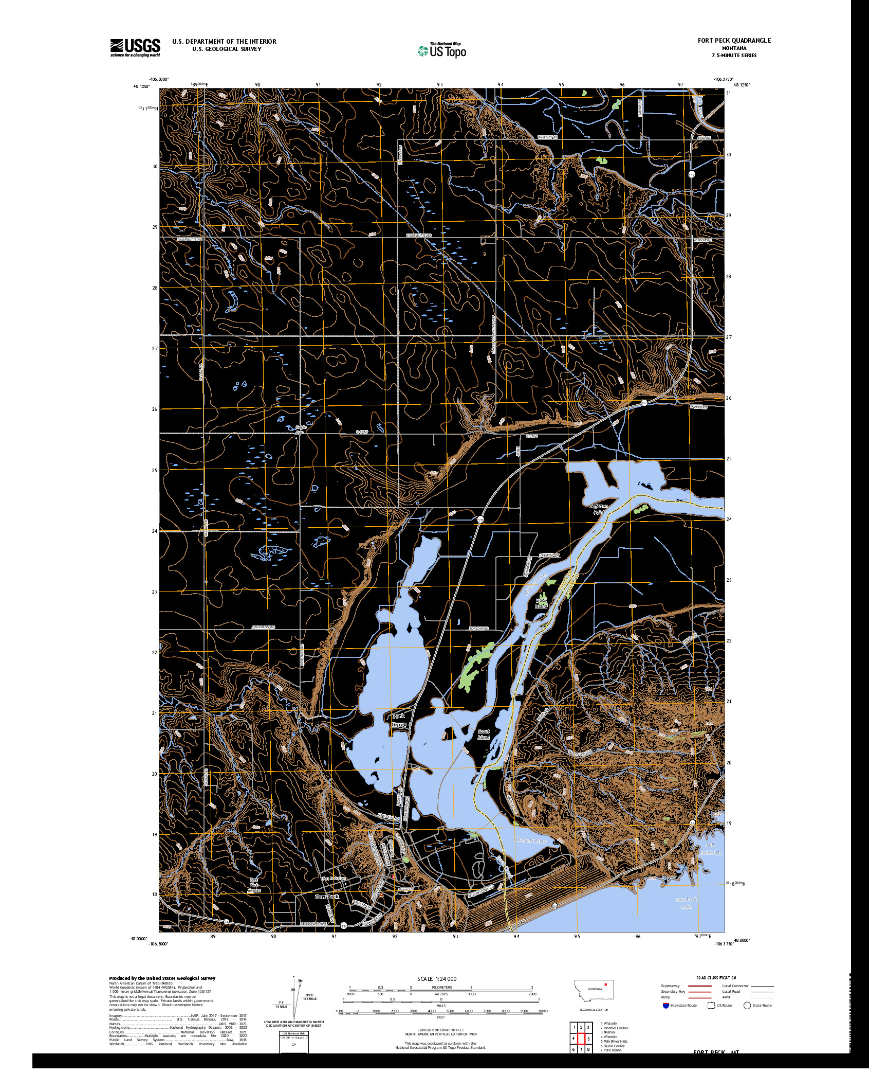 US TOPO 7.5-MINUTE MAP FOR FORT PECK, MT