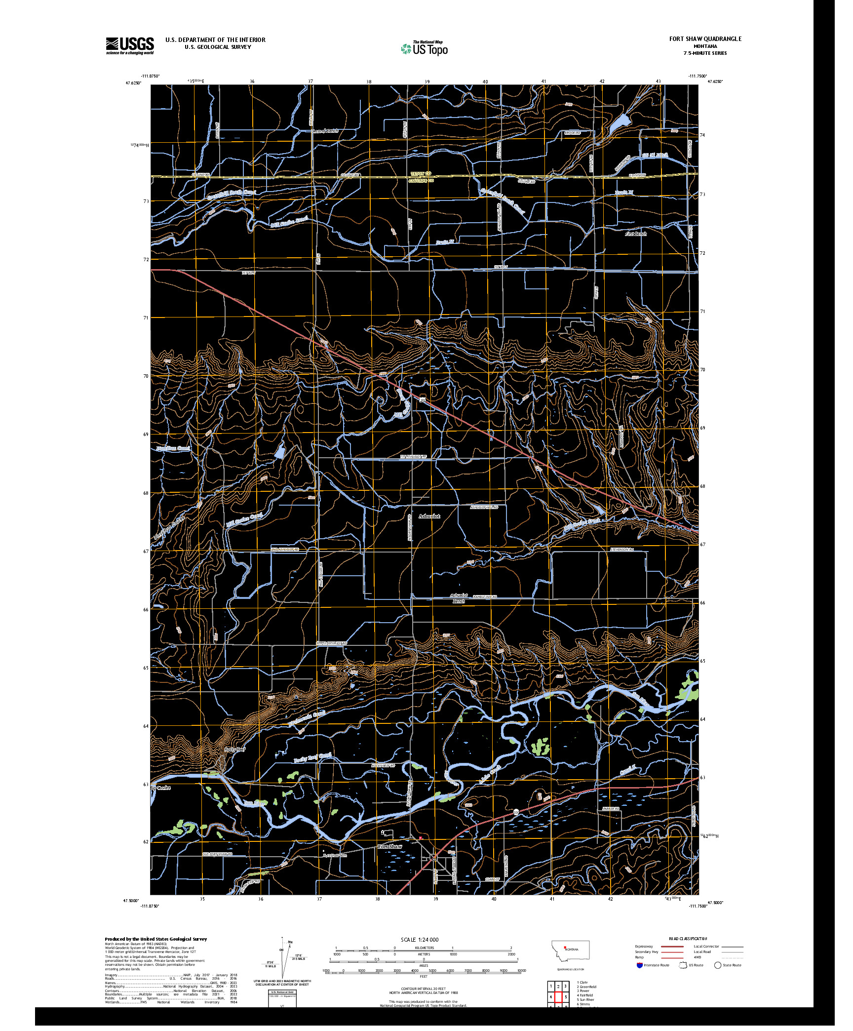 US TOPO 7.5-MINUTE MAP FOR FORT SHAW, MT