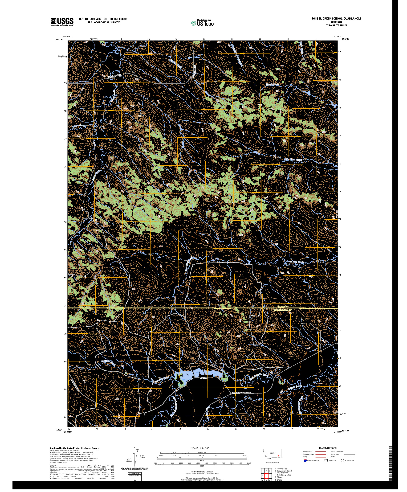 US TOPO 7.5-MINUTE MAP FOR FOSTER CREEK SCHOOL, MT