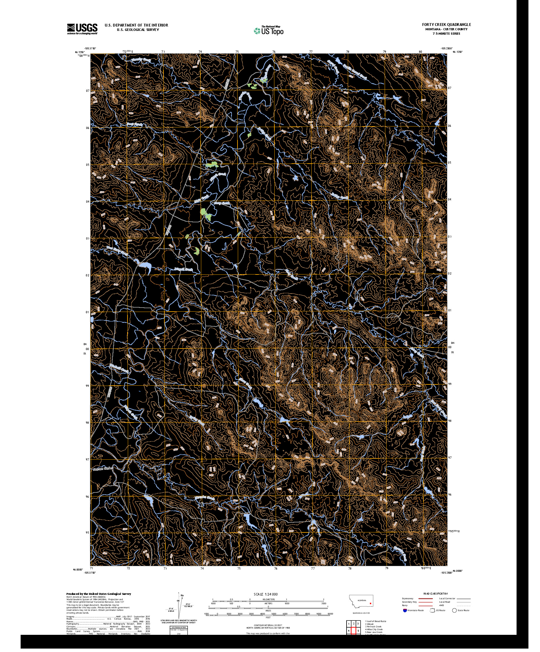 US TOPO 7.5-MINUTE MAP FOR FORTY CREEK, MT