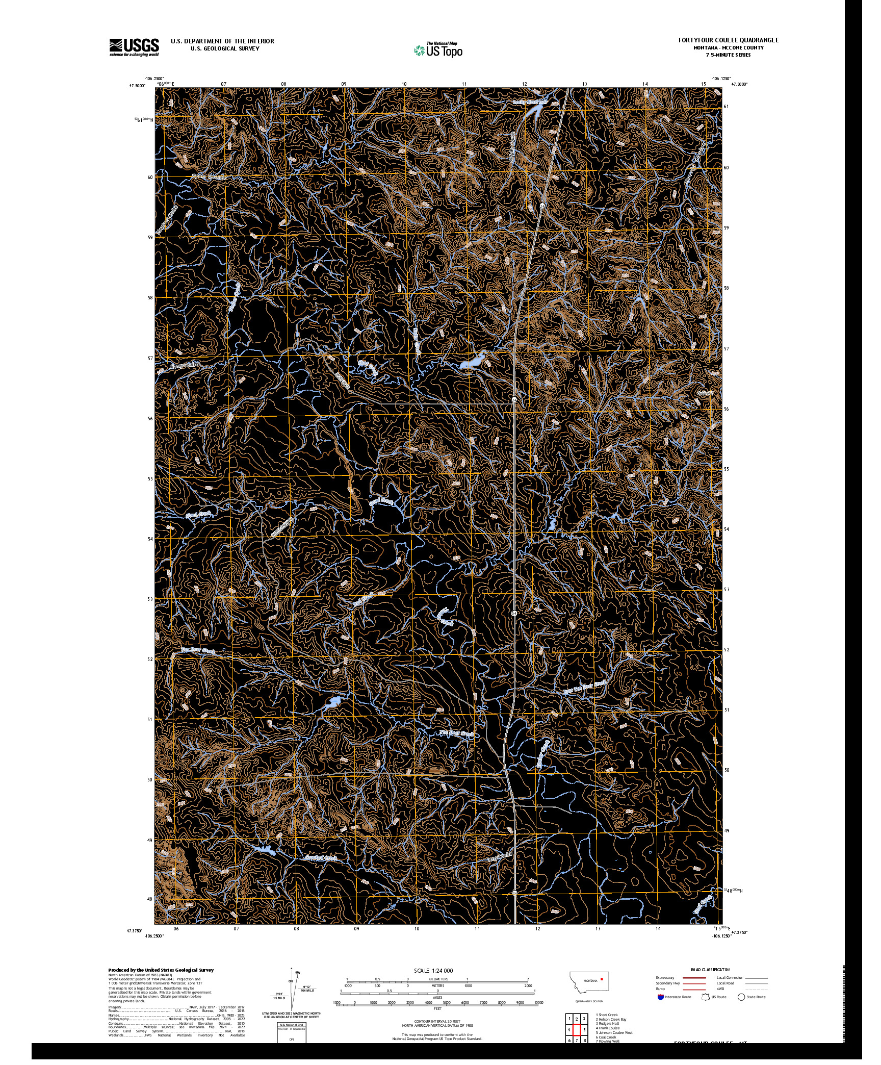 US TOPO 7.5-MINUTE MAP FOR FORTYFOUR COULEE, MT