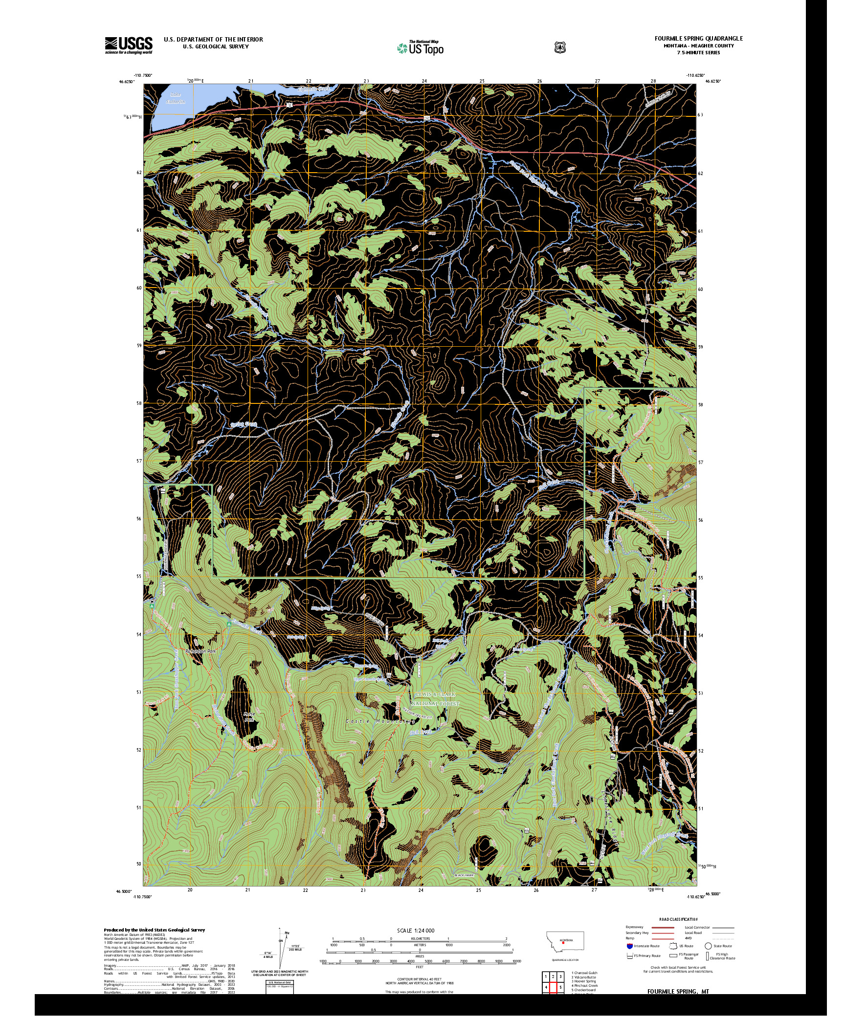 US TOPO 7.5-MINUTE MAP FOR FOURMILE SPRING, MT