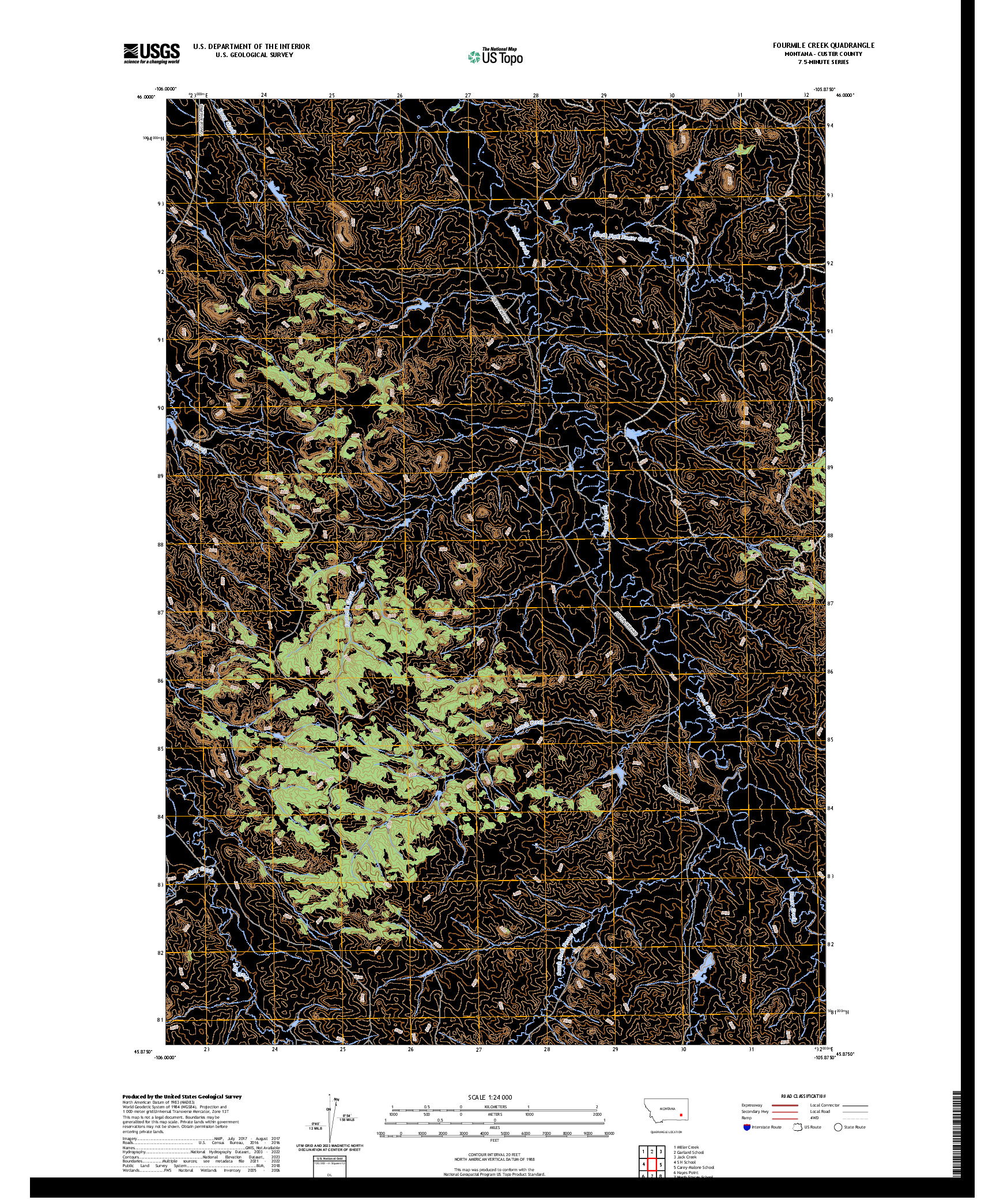 US TOPO 7.5-MINUTE MAP FOR FOURMILE CREEK, MT