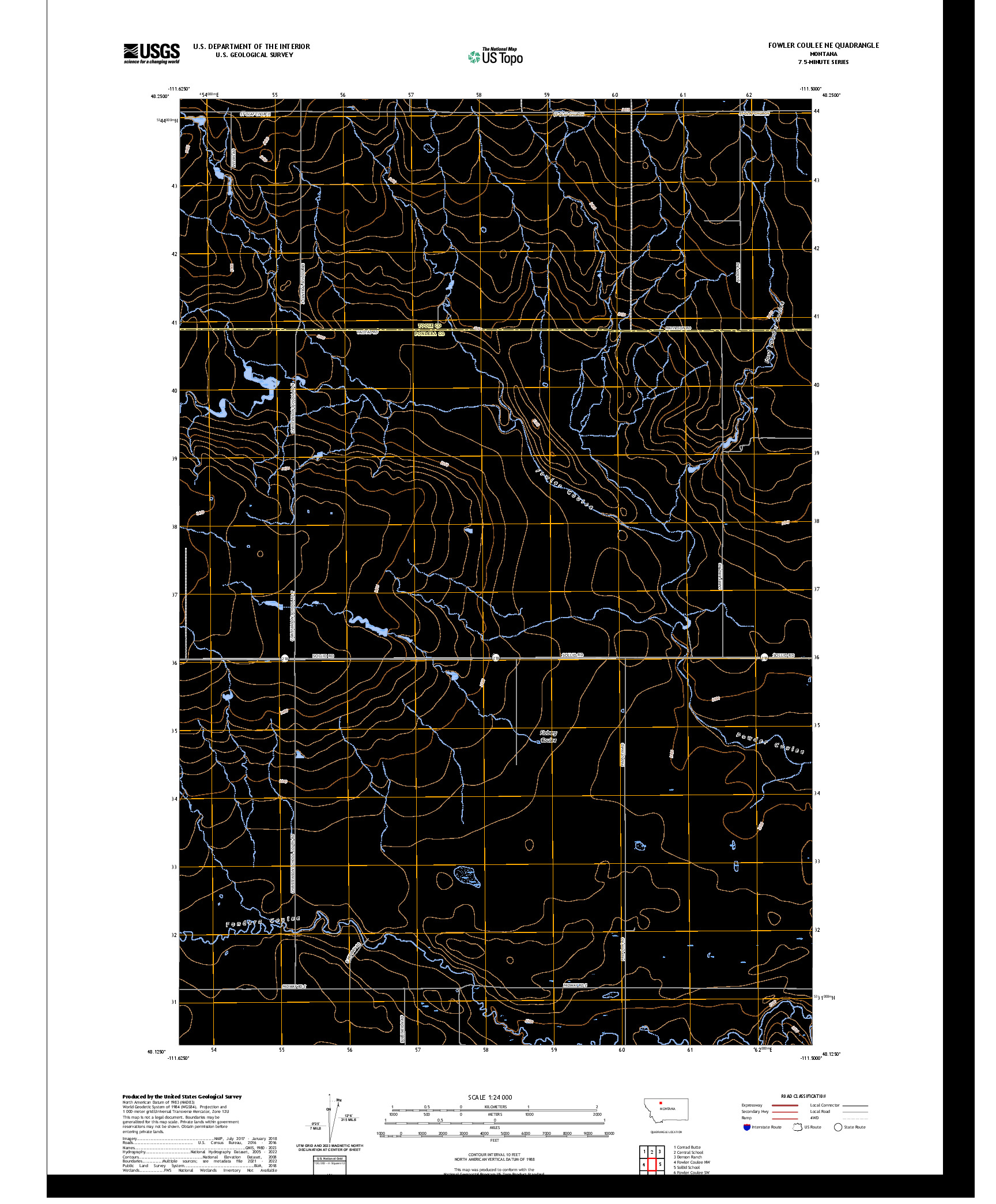 US TOPO 7.5-MINUTE MAP FOR FOWLER COULEE NE, MT