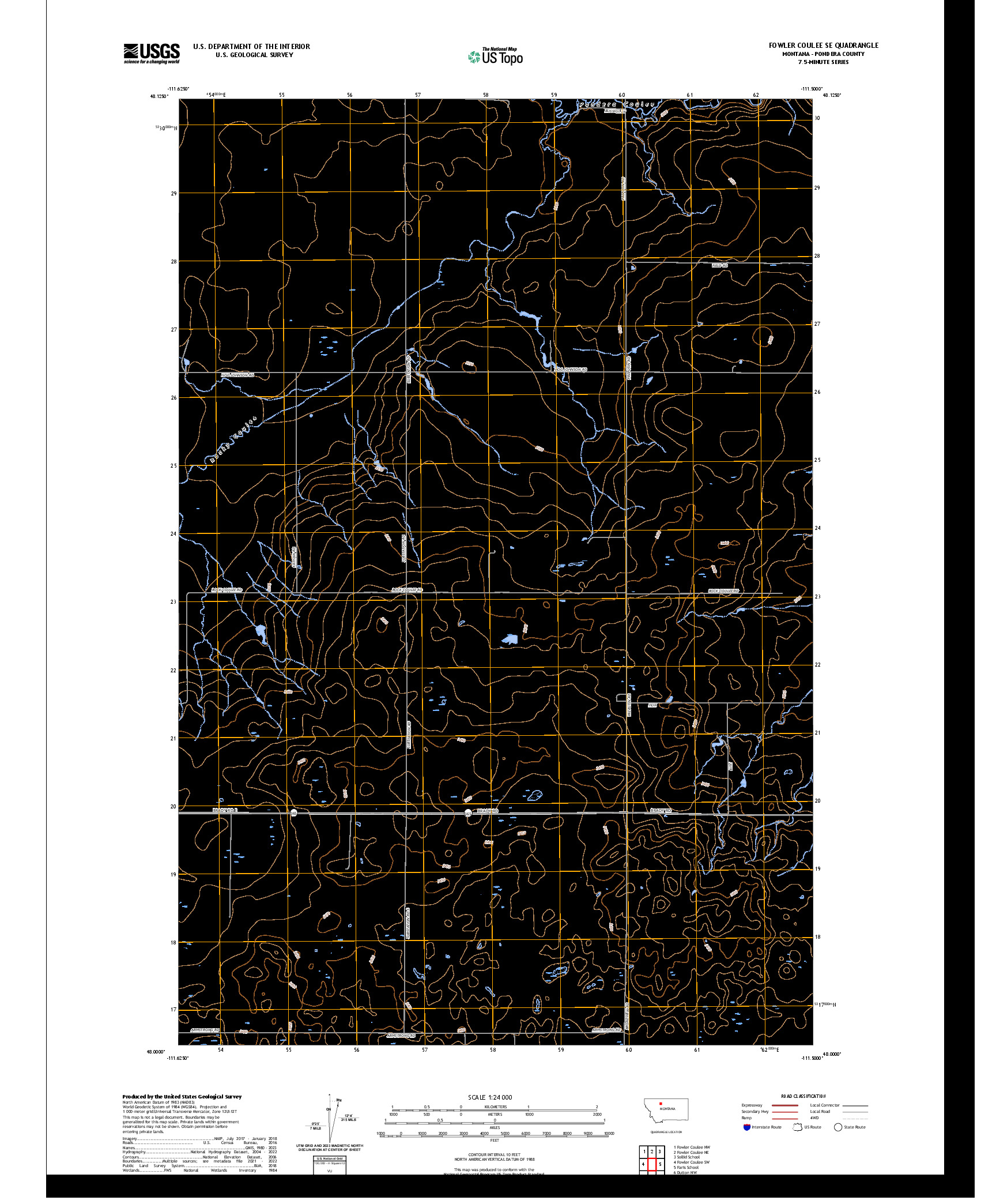 US TOPO 7.5-MINUTE MAP FOR FOWLER COULEE SE, MT