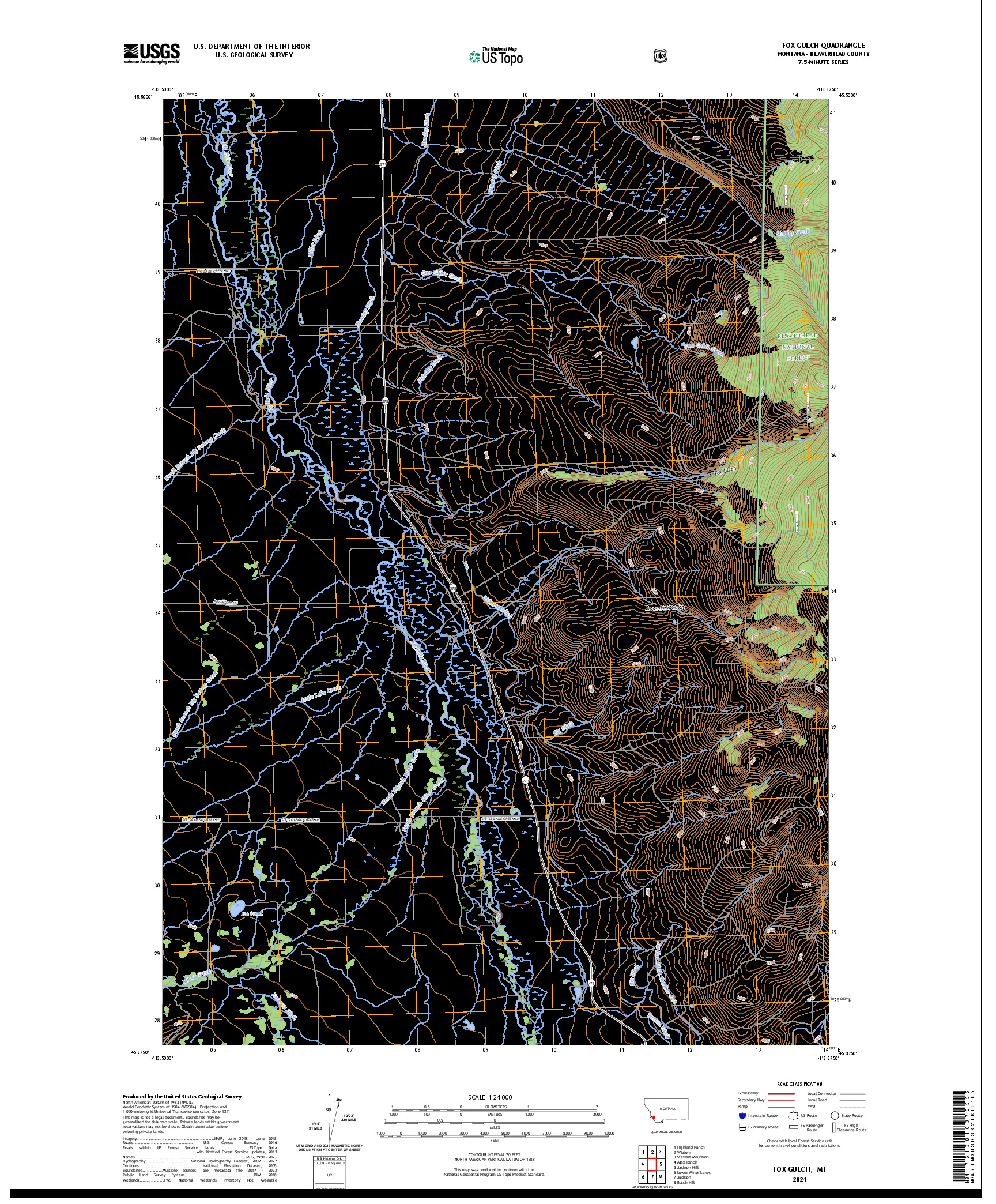 US TOPO 7.5-MINUTE MAP FOR FOX GULCH, MT