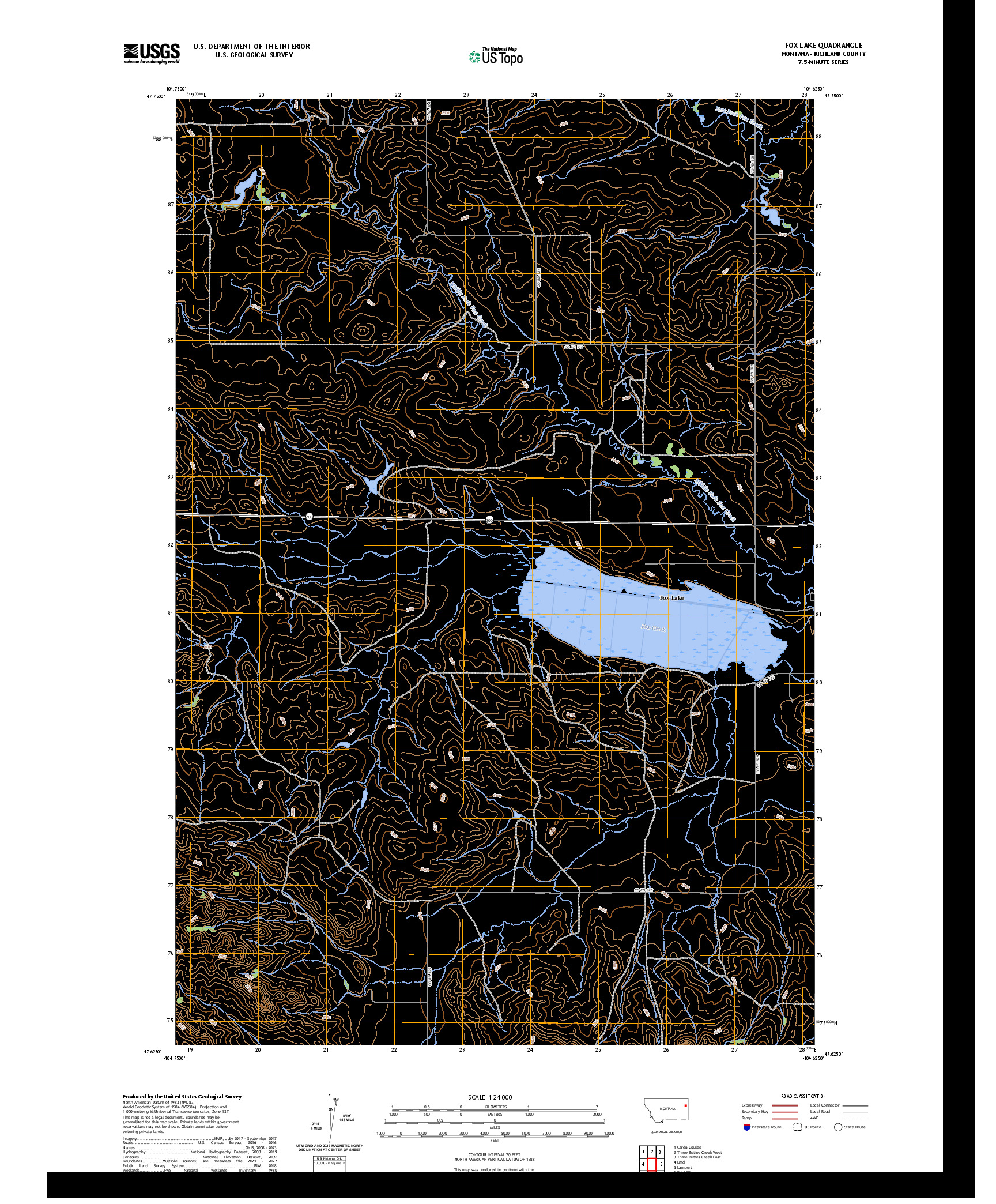US TOPO 7.5-MINUTE MAP FOR FOX LAKE, MT