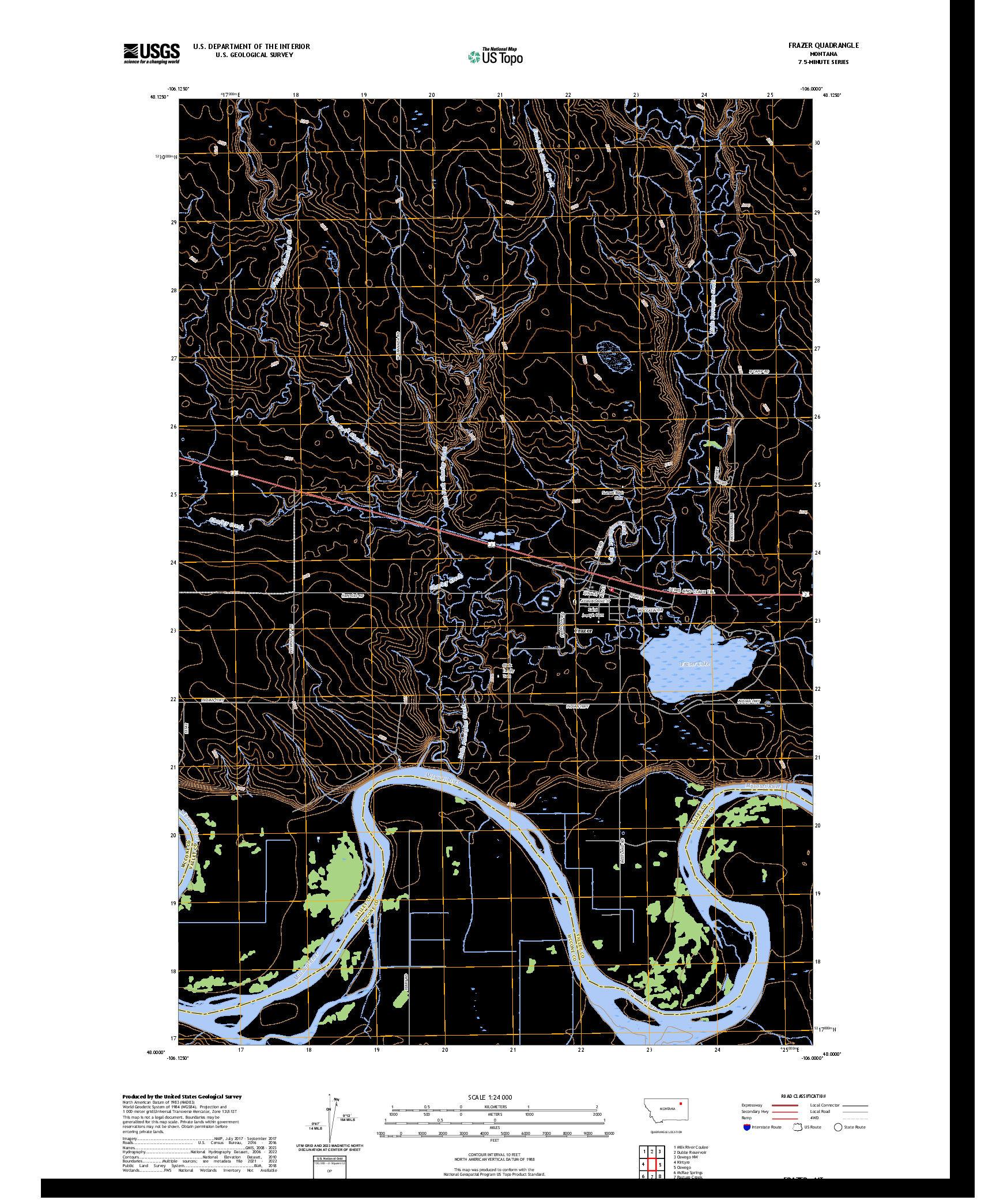 US TOPO 7.5-MINUTE MAP FOR FRAZER, MT