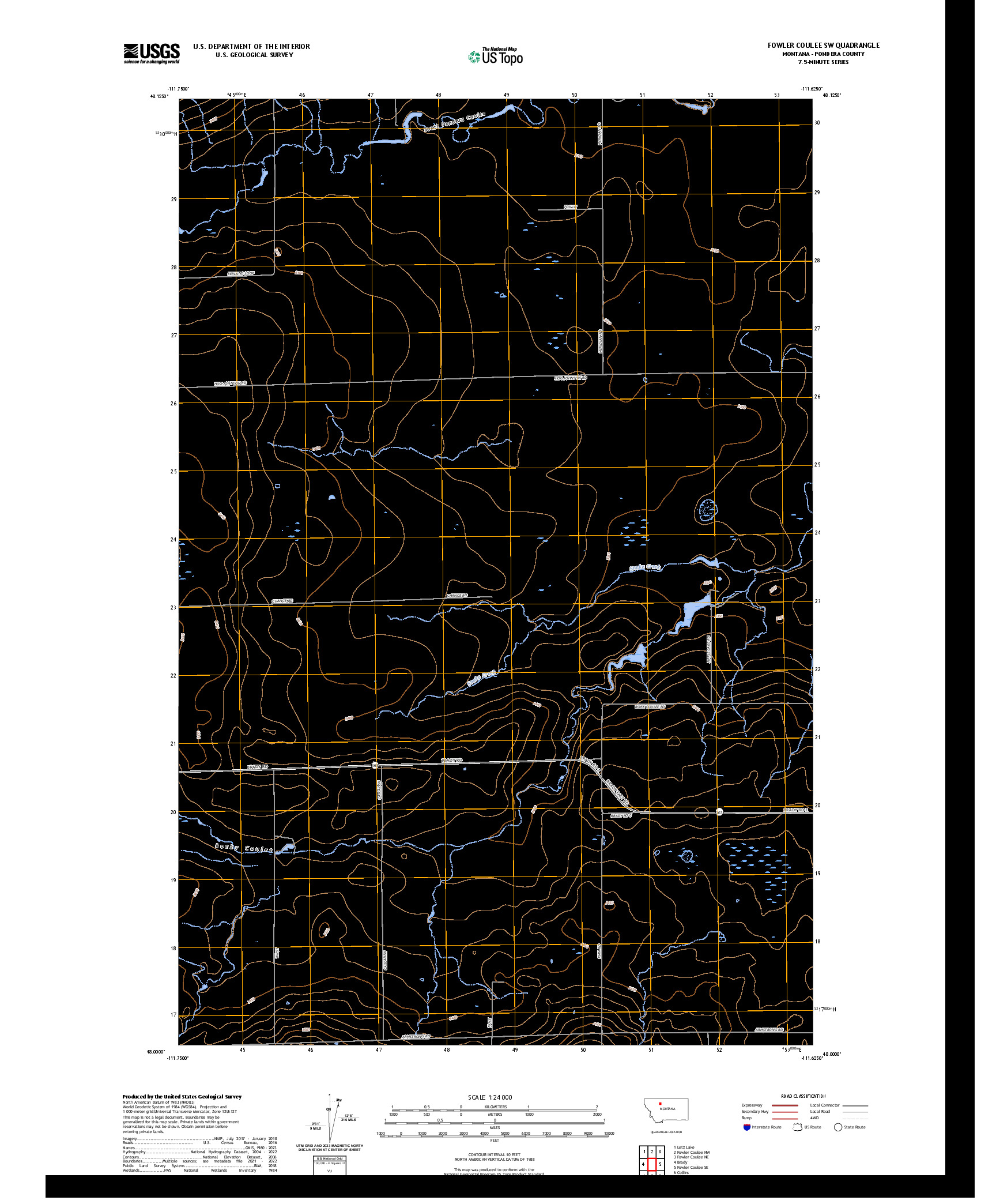 US TOPO 7.5-MINUTE MAP FOR FOWLER COULEE SW, MT