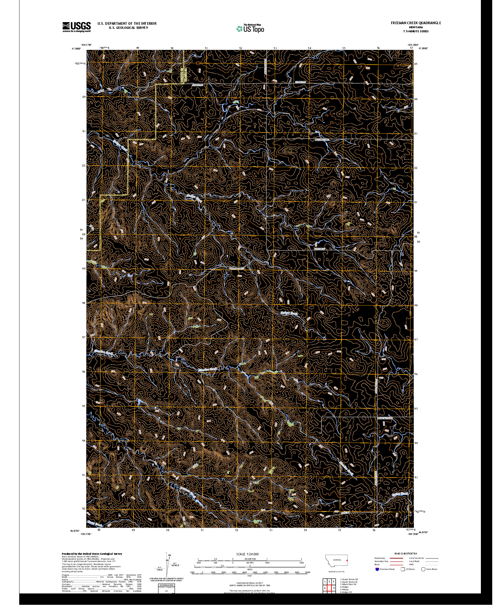 US TOPO 7.5-MINUTE MAP FOR FREEMAN CREEK, MT