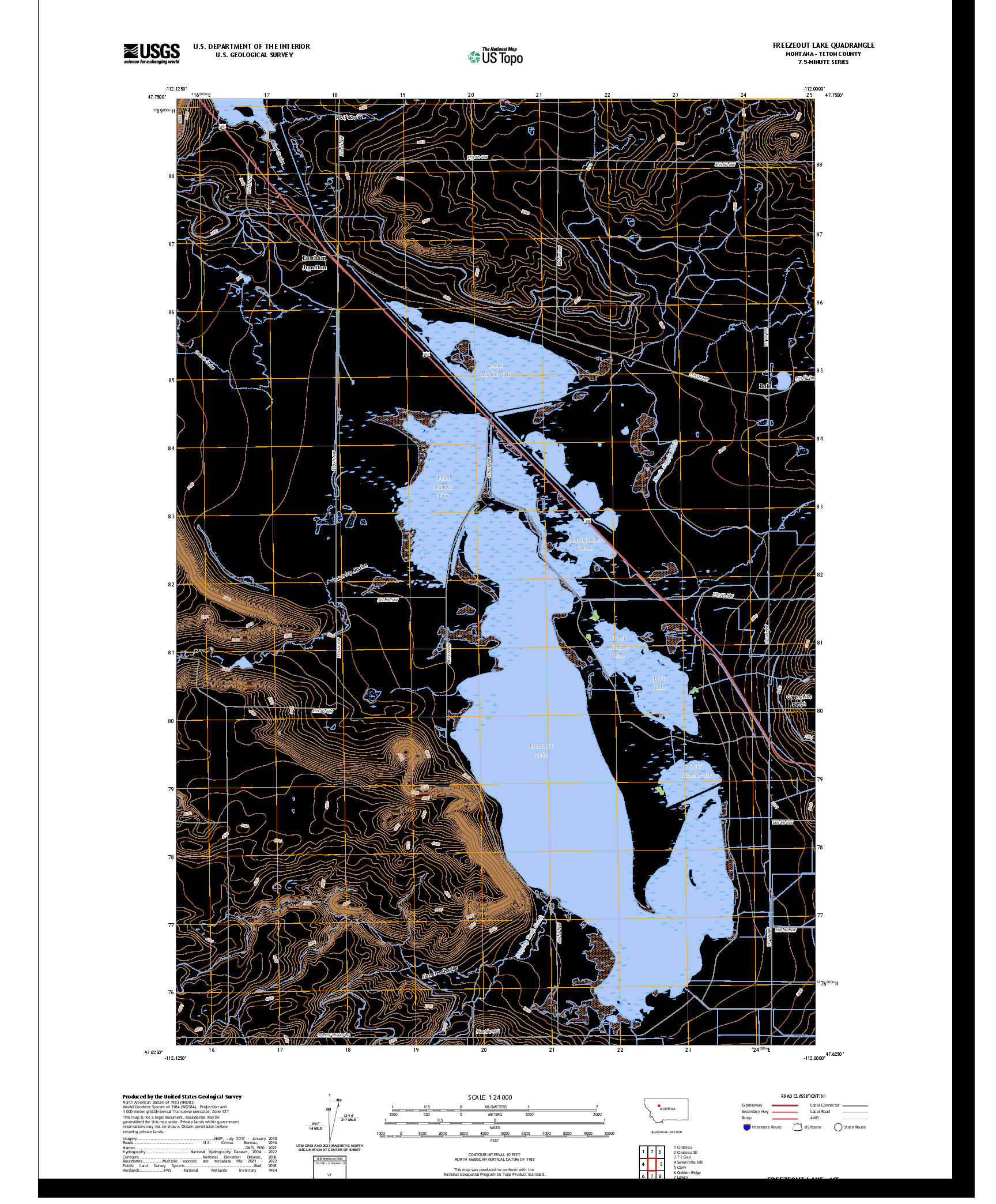 US TOPO 7.5-MINUTE MAP FOR FREEZEOUT LAKE, MT