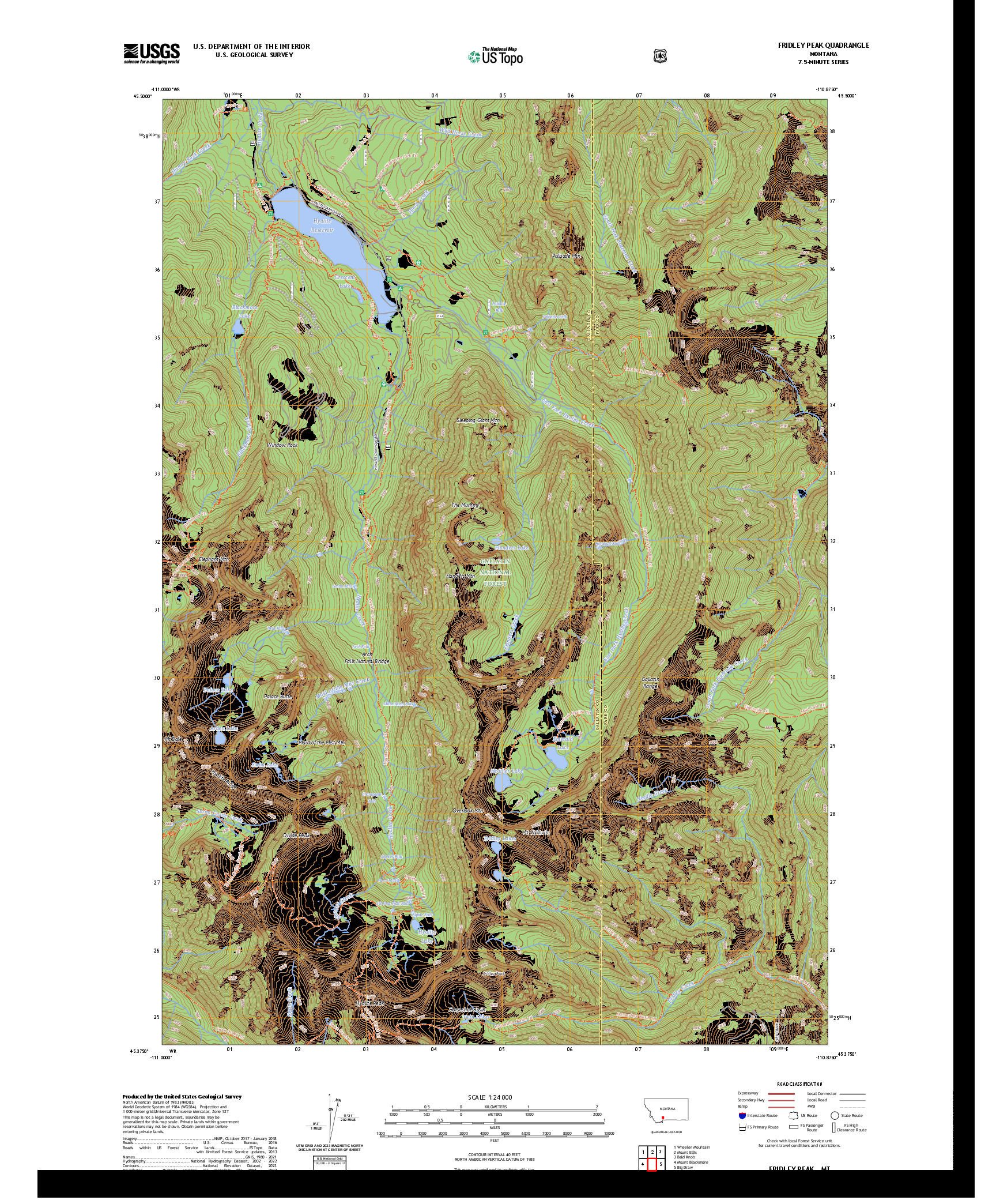 US TOPO 7.5-MINUTE MAP FOR FRIDLEY PEAK, MT
