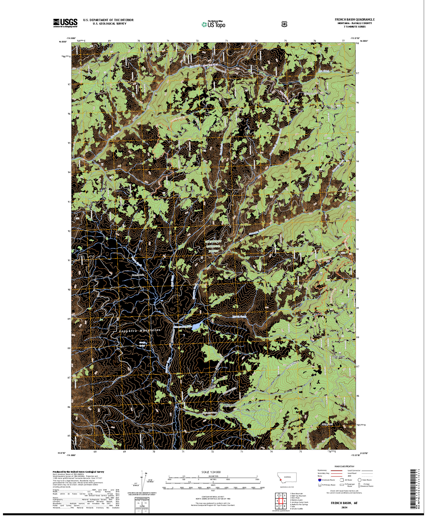 US TOPO 7.5-MINUTE MAP FOR FRENCH BASIN, MT