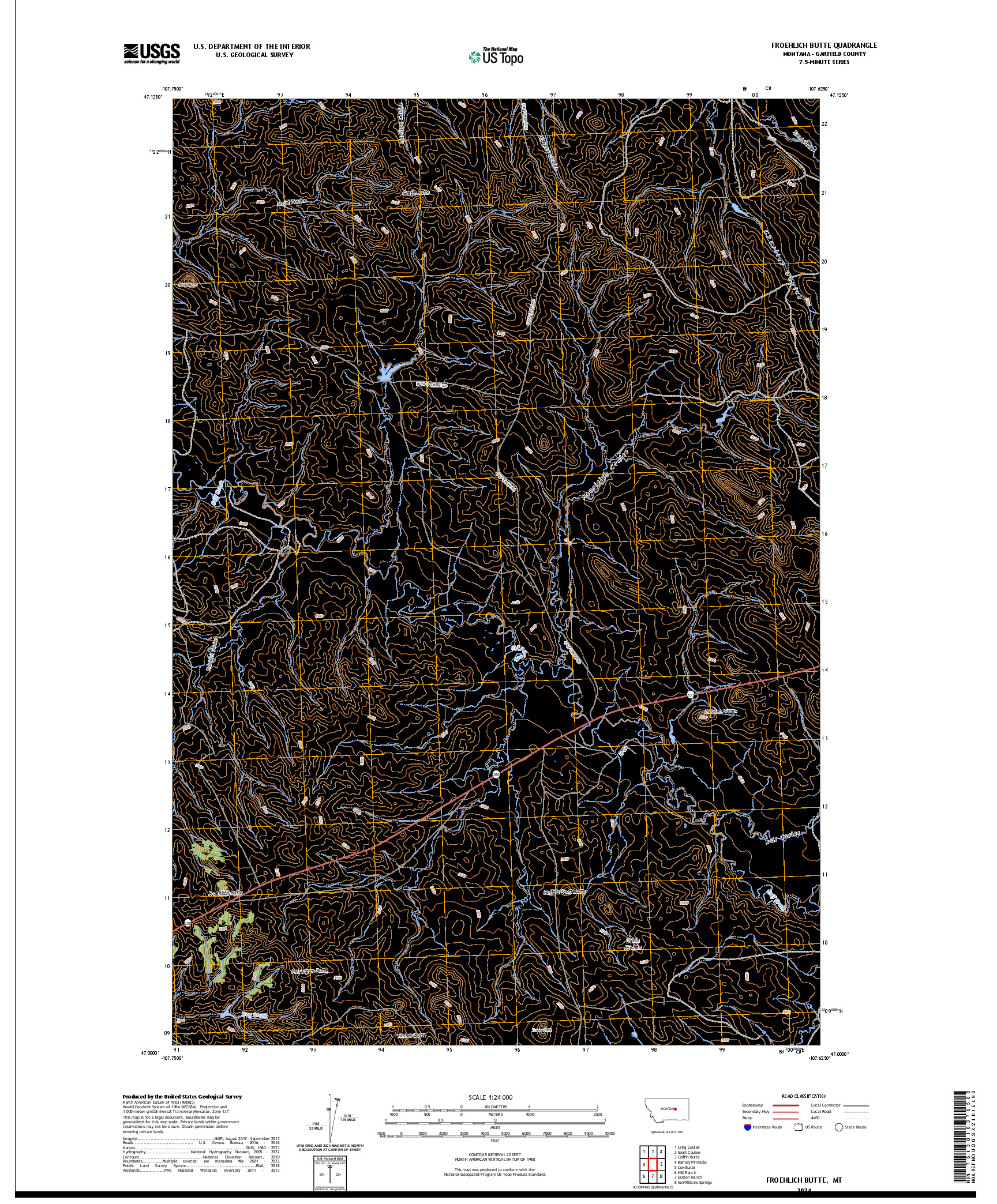 US TOPO 7.5-MINUTE MAP FOR FROEHLICH BUTTE, MT