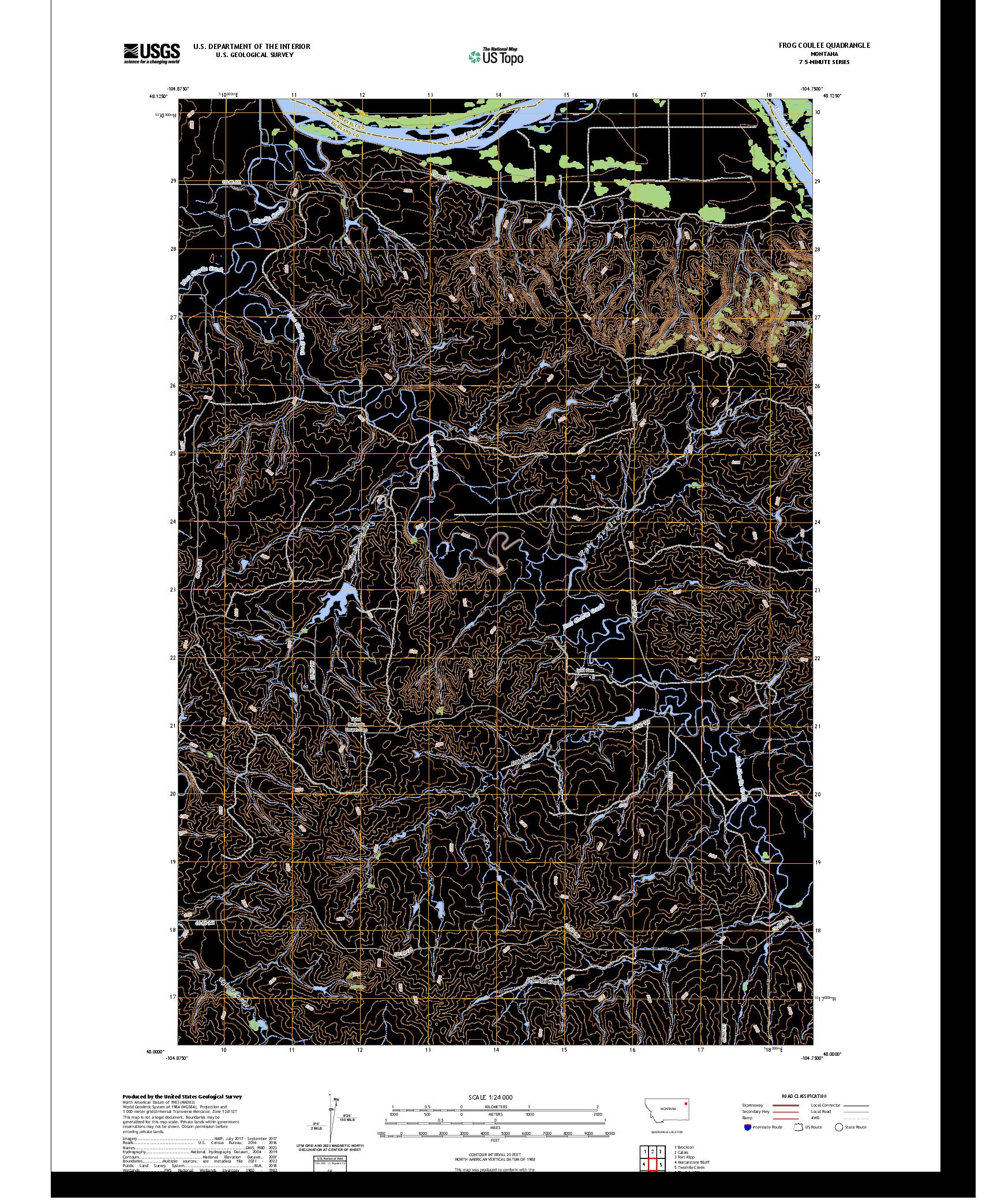 US TOPO 7.5-MINUTE MAP FOR FROG COULEE, MT