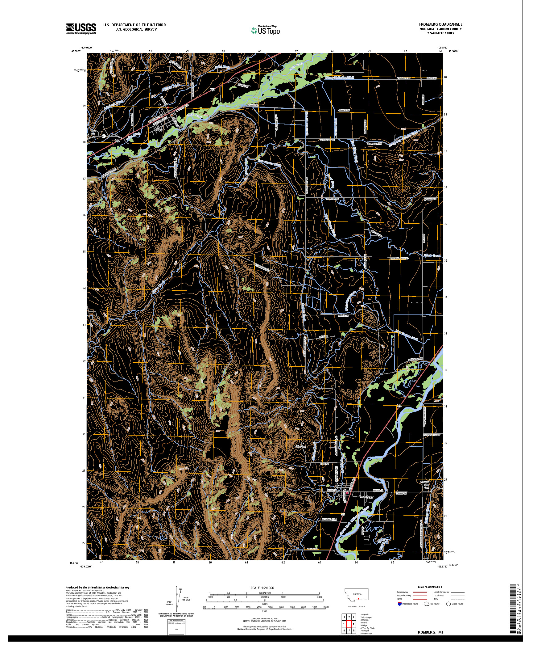 US TOPO 7.5-MINUTE MAP FOR FROMBERG, MT