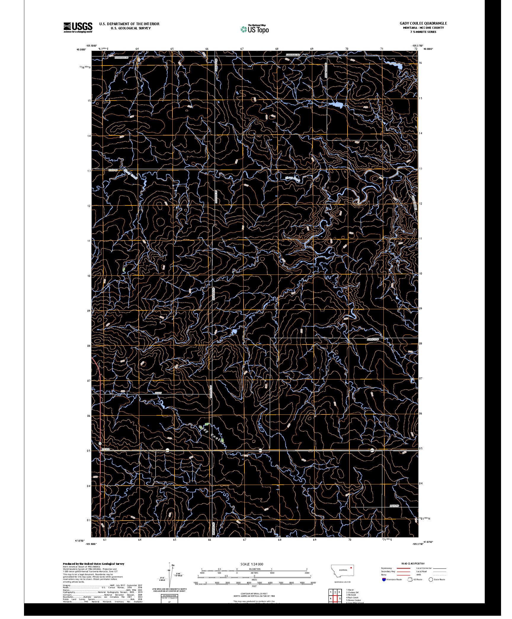 US TOPO 7.5-MINUTE MAP FOR GADY COULEE, MT