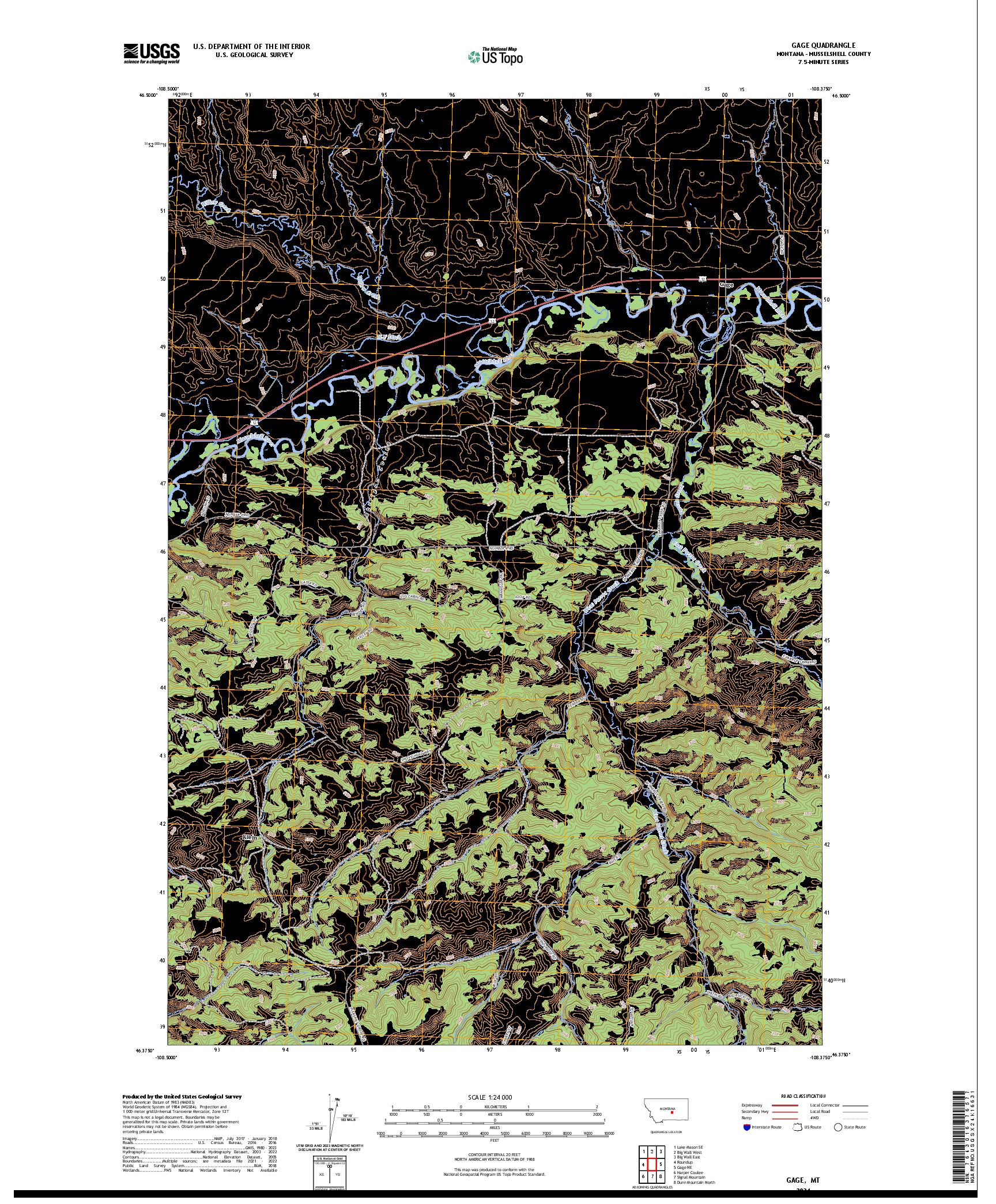 US TOPO 7.5-MINUTE MAP FOR GAGE, MT