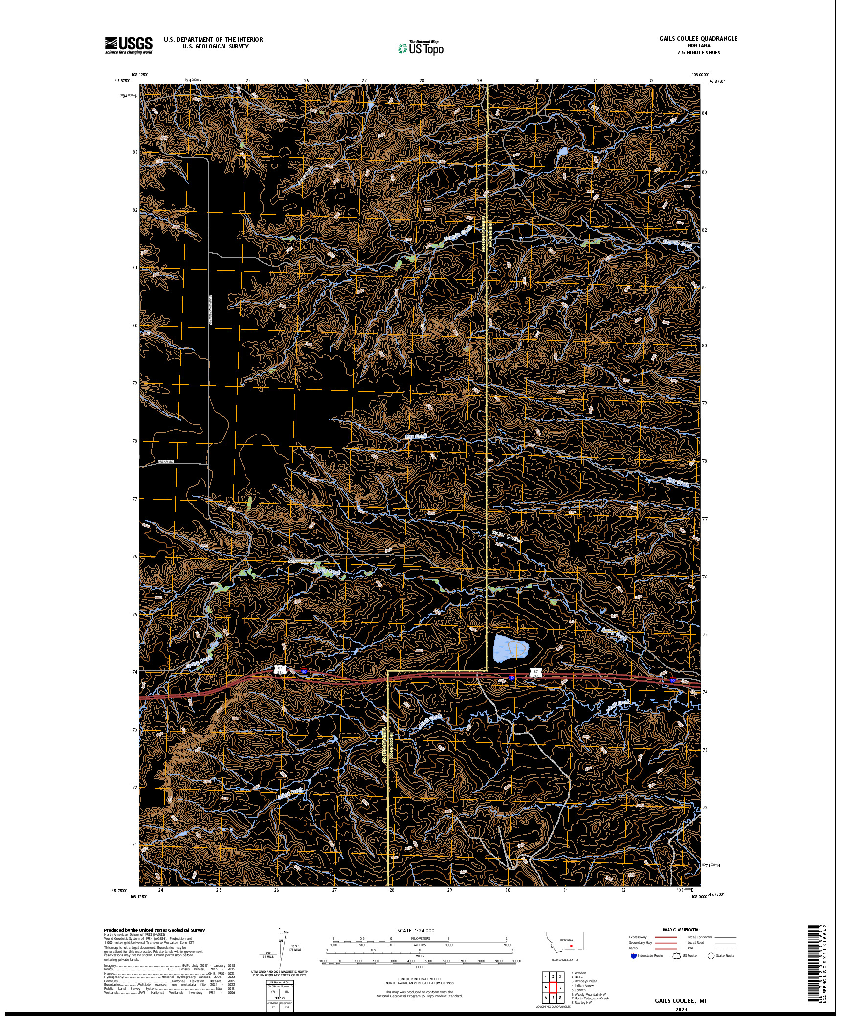US TOPO 7.5-MINUTE MAP FOR GAILS COULEE, MT