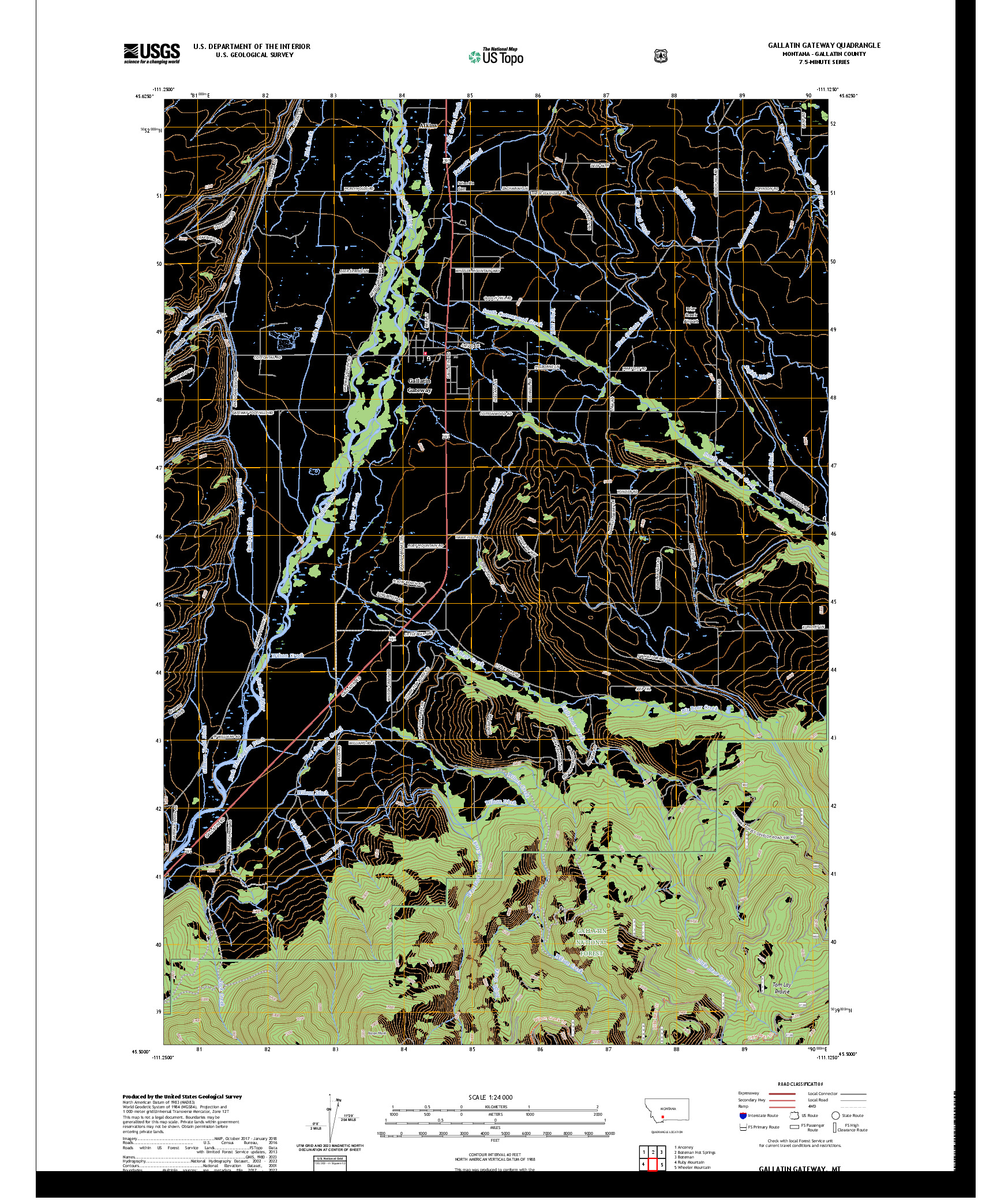 US TOPO 7.5-MINUTE MAP FOR GALLATIN GATEWAY, MT