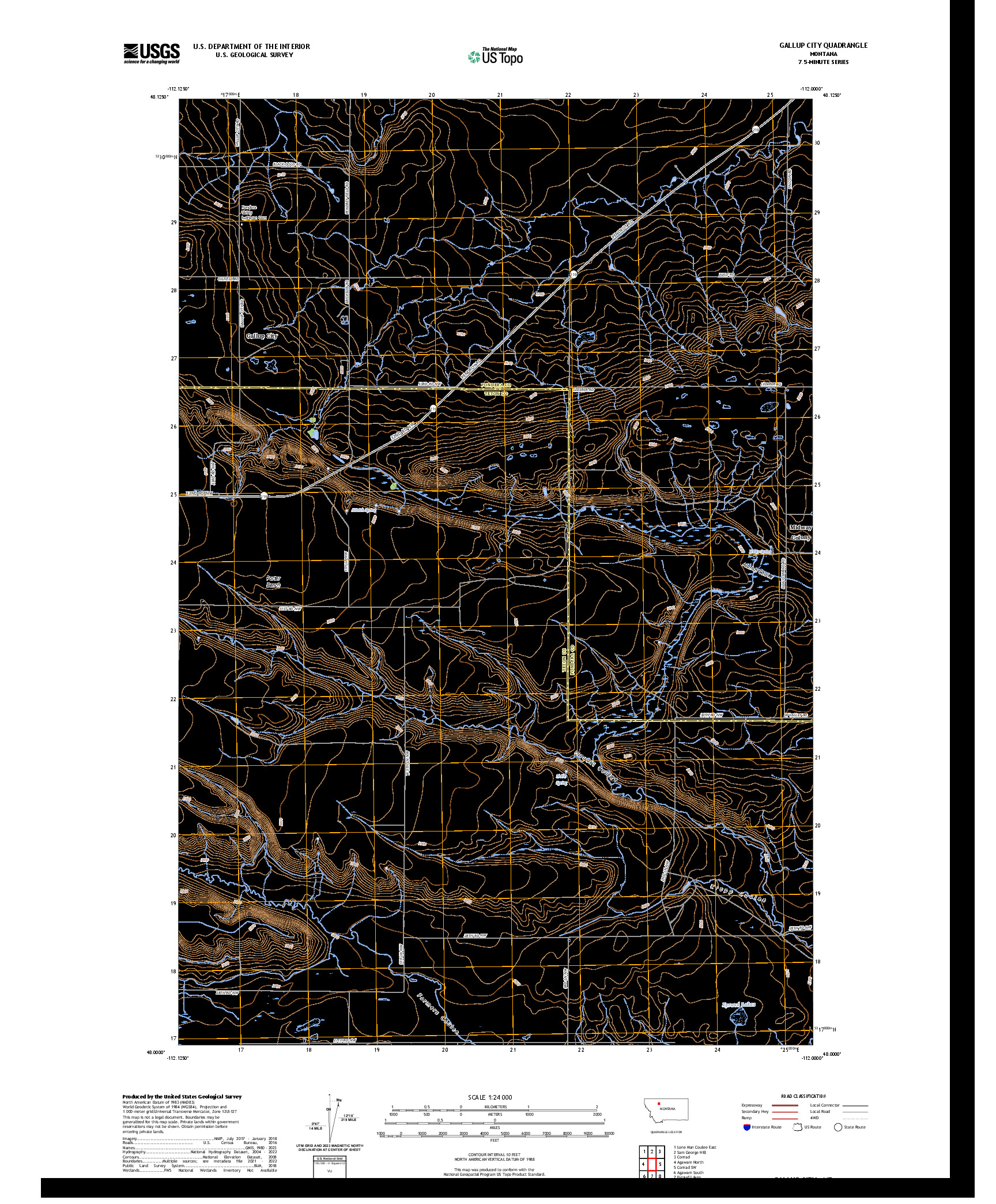 US TOPO 7.5-MINUTE MAP FOR GALLUP CITY, MT