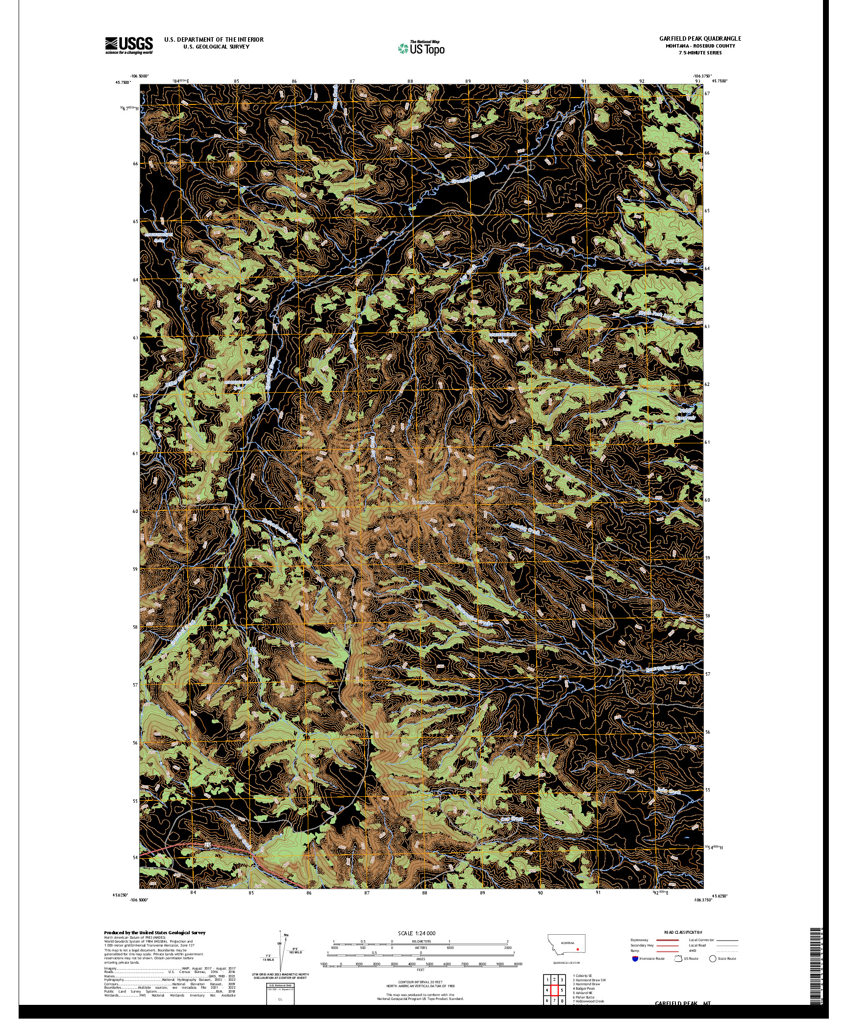 US TOPO 7.5-MINUTE MAP FOR GARFIELD PEAK, MT