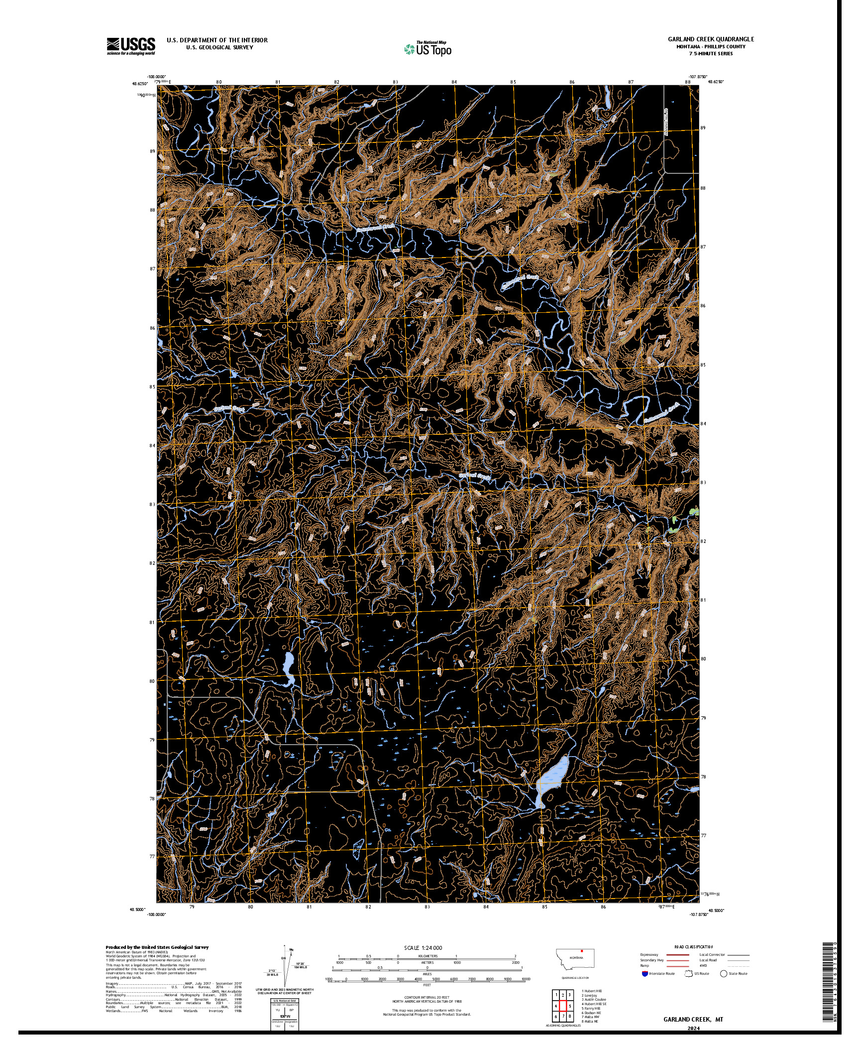 US TOPO 7.5-MINUTE MAP FOR GARLAND CREEK, MT