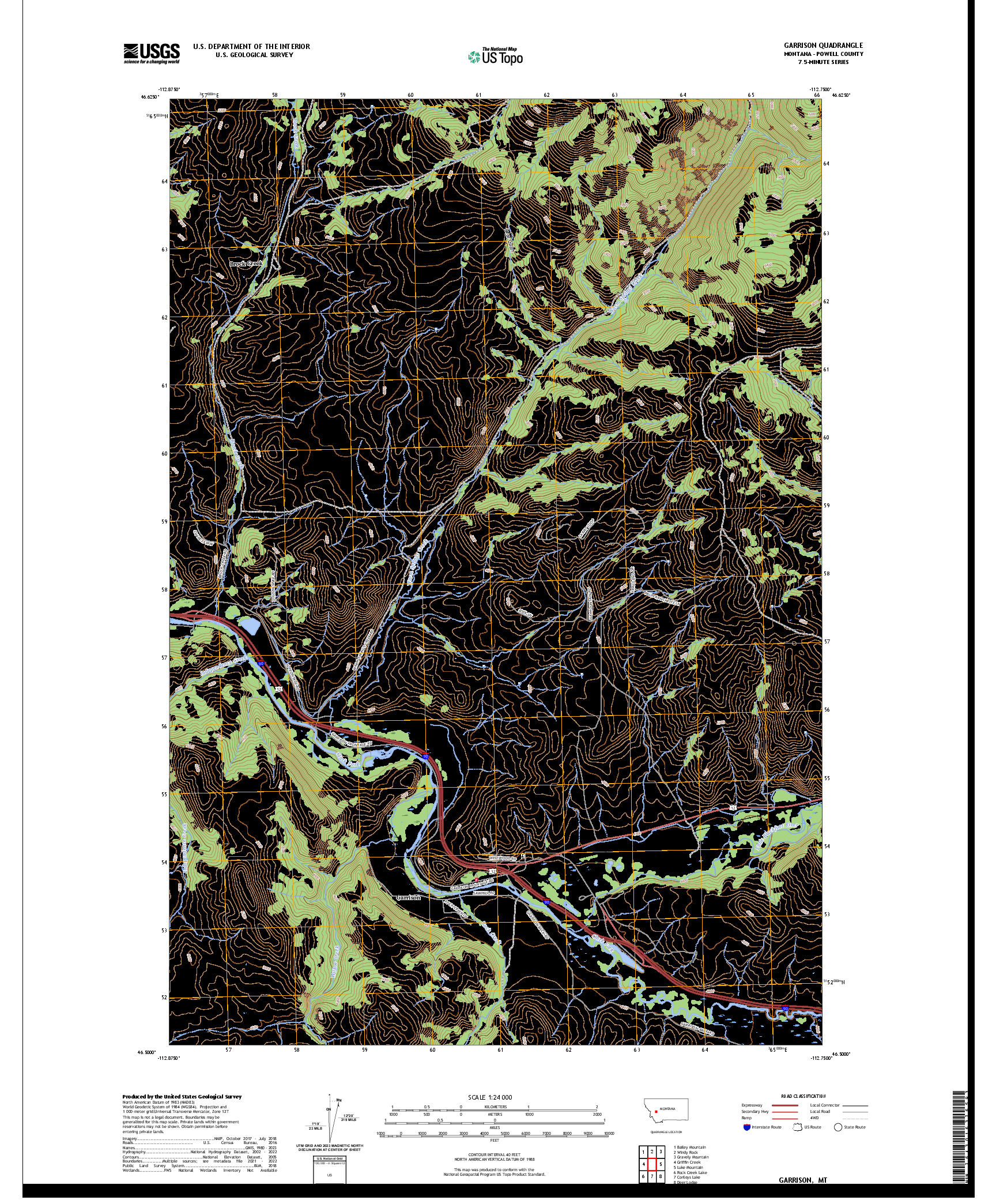 US TOPO 7.5-MINUTE MAP FOR GARRISON, MT