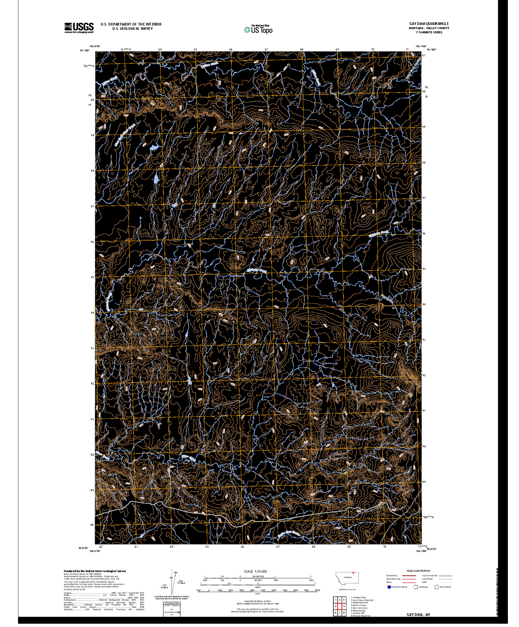 US TOPO 7.5-MINUTE MAP FOR GAY DAM, MT
