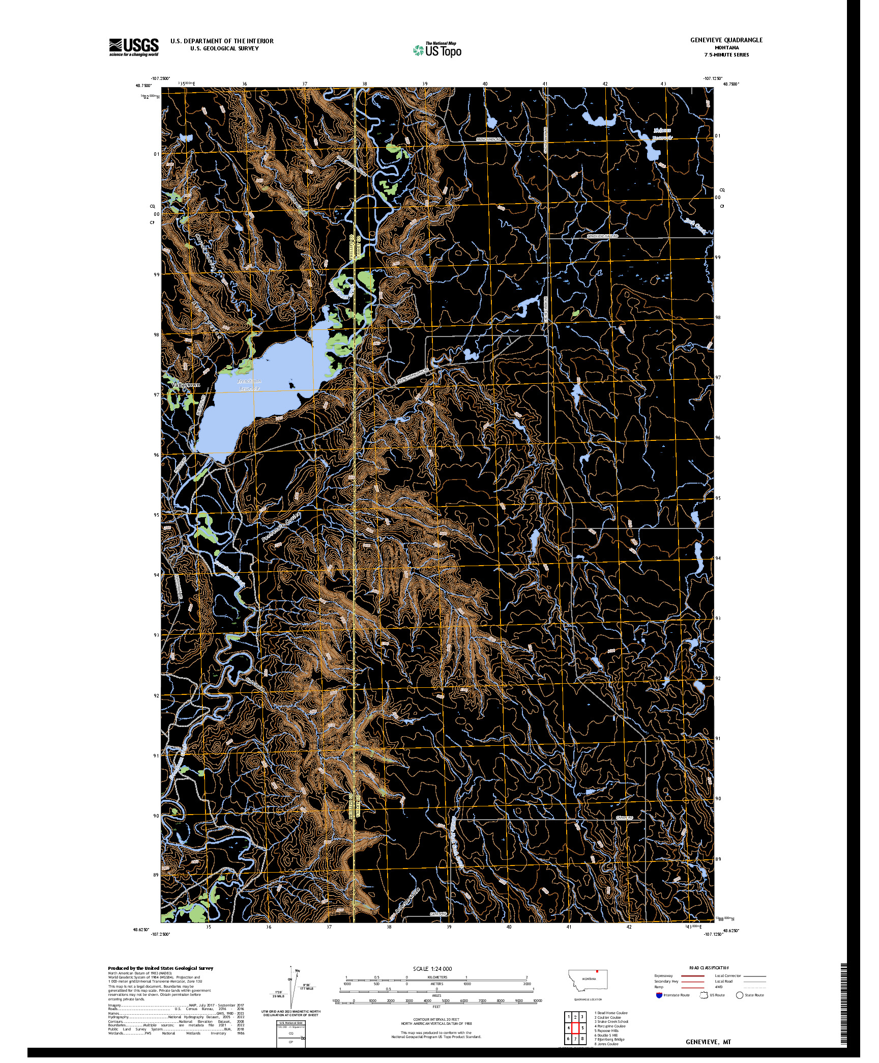 US TOPO 7.5-MINUTE MAP FOR GENEVIEVE, MT
