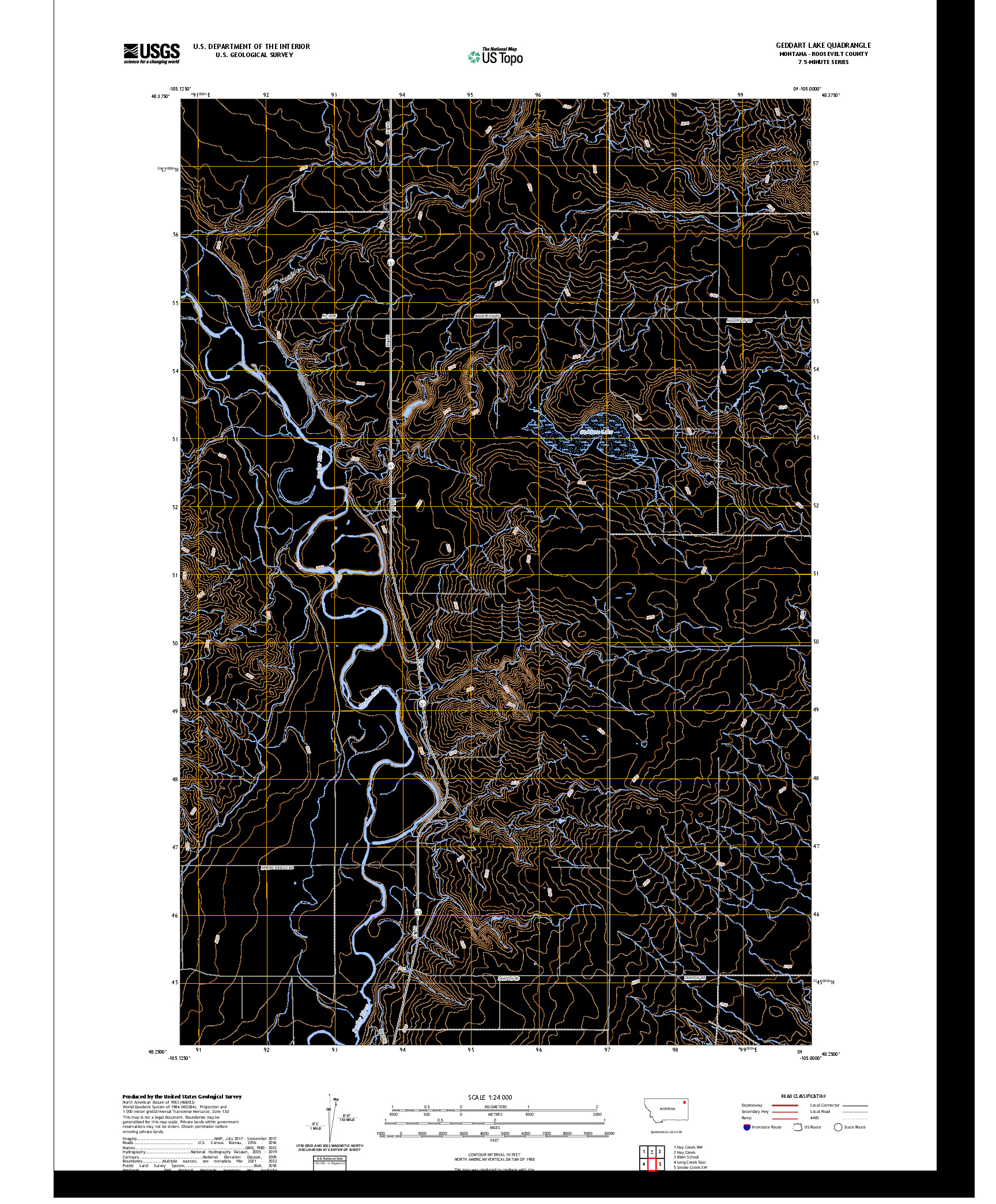 US TOPO 7.5-MINUTE MAP FOR GEDDART LAKE, MT