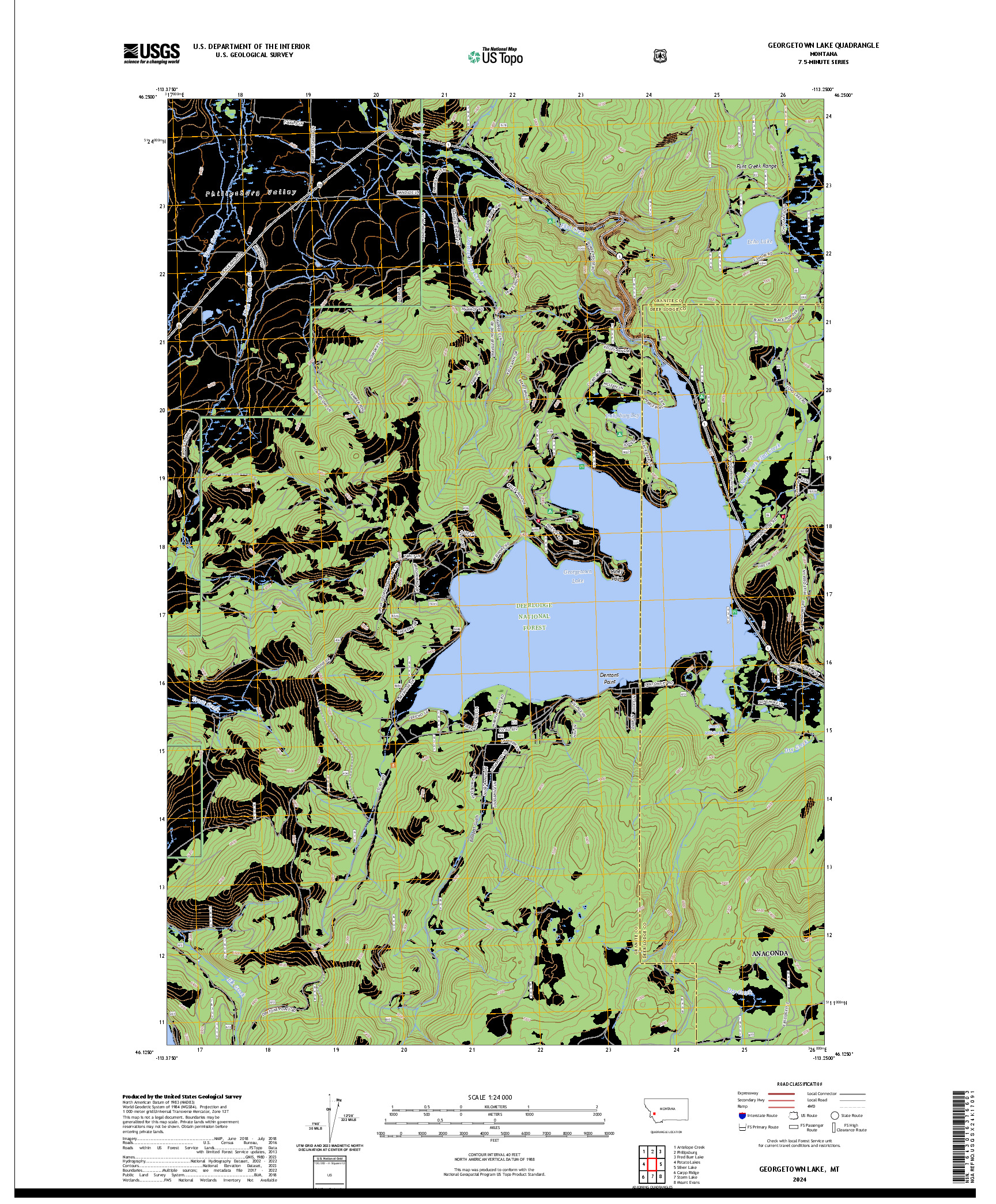 US TOPO 7.5-MINUTE MAP FOR GEORGETOWN LAKE, MT