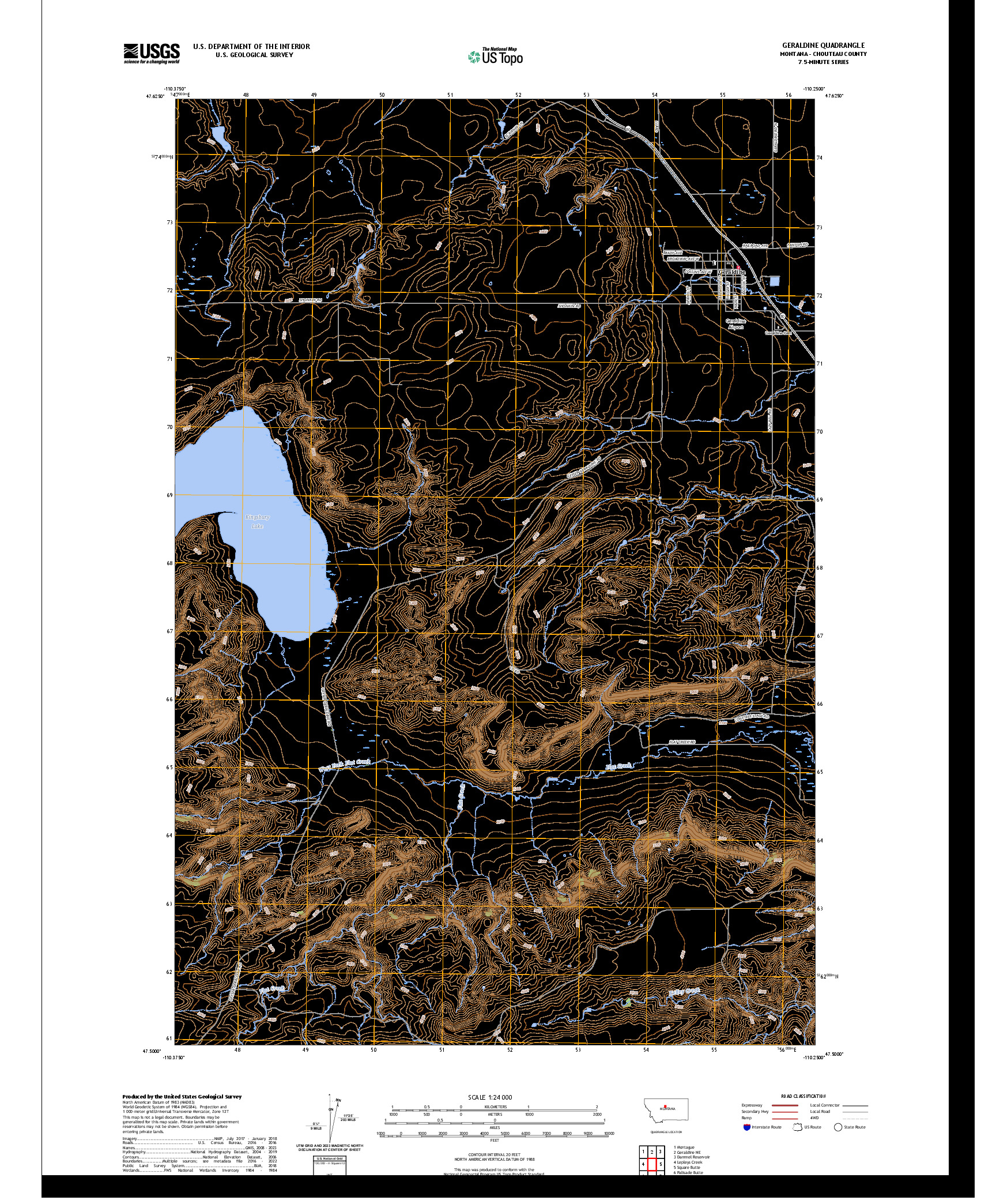 US TOPO 7.5-MINUTE MAP FOR GERALDINE, MT