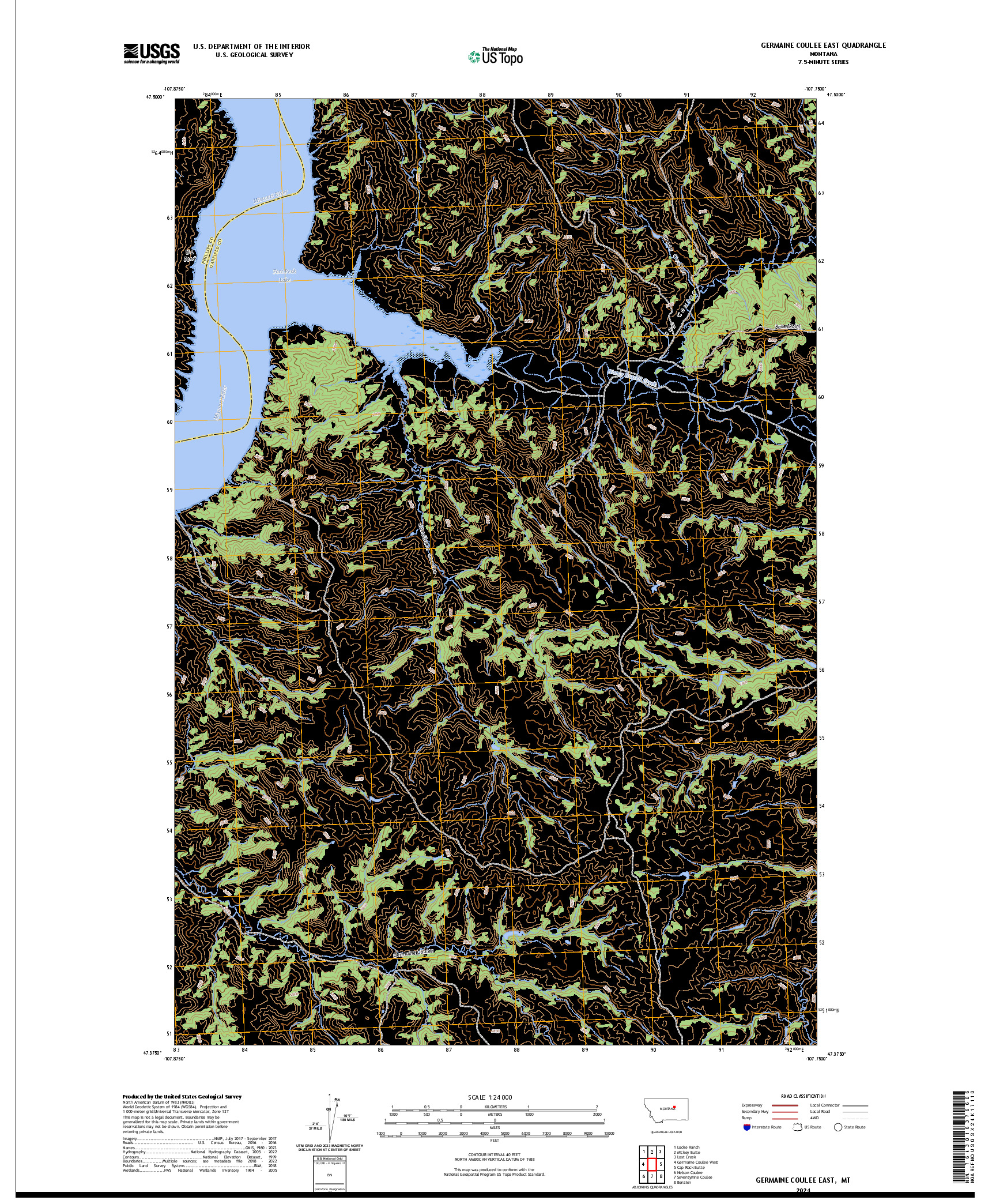 US TOPO 7.5-MINUTE MAP FOR GERMAINE COULEE EAST, MT