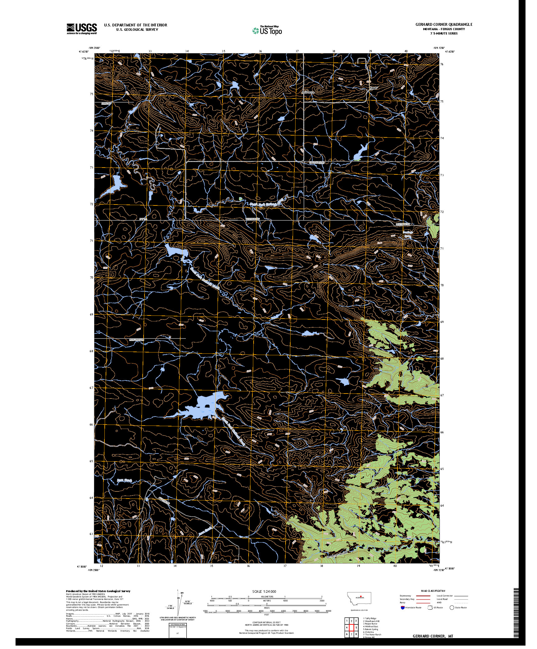 US TOPO 7.5-MINUTE MAP FOR GERHARD CORNER, MT