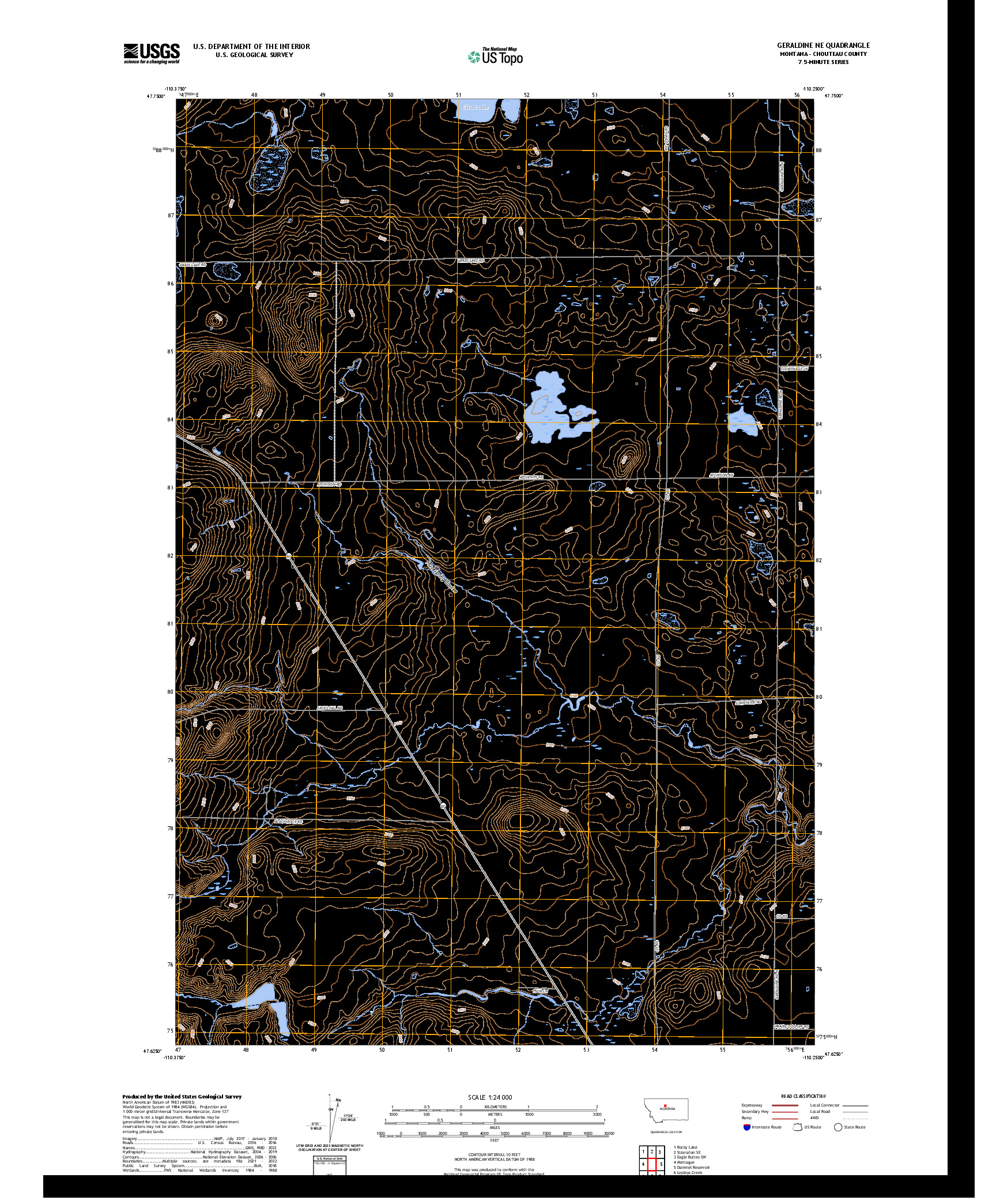US TOPO 7.5-MINUTE MAP FOR GERALDINE NE, MT