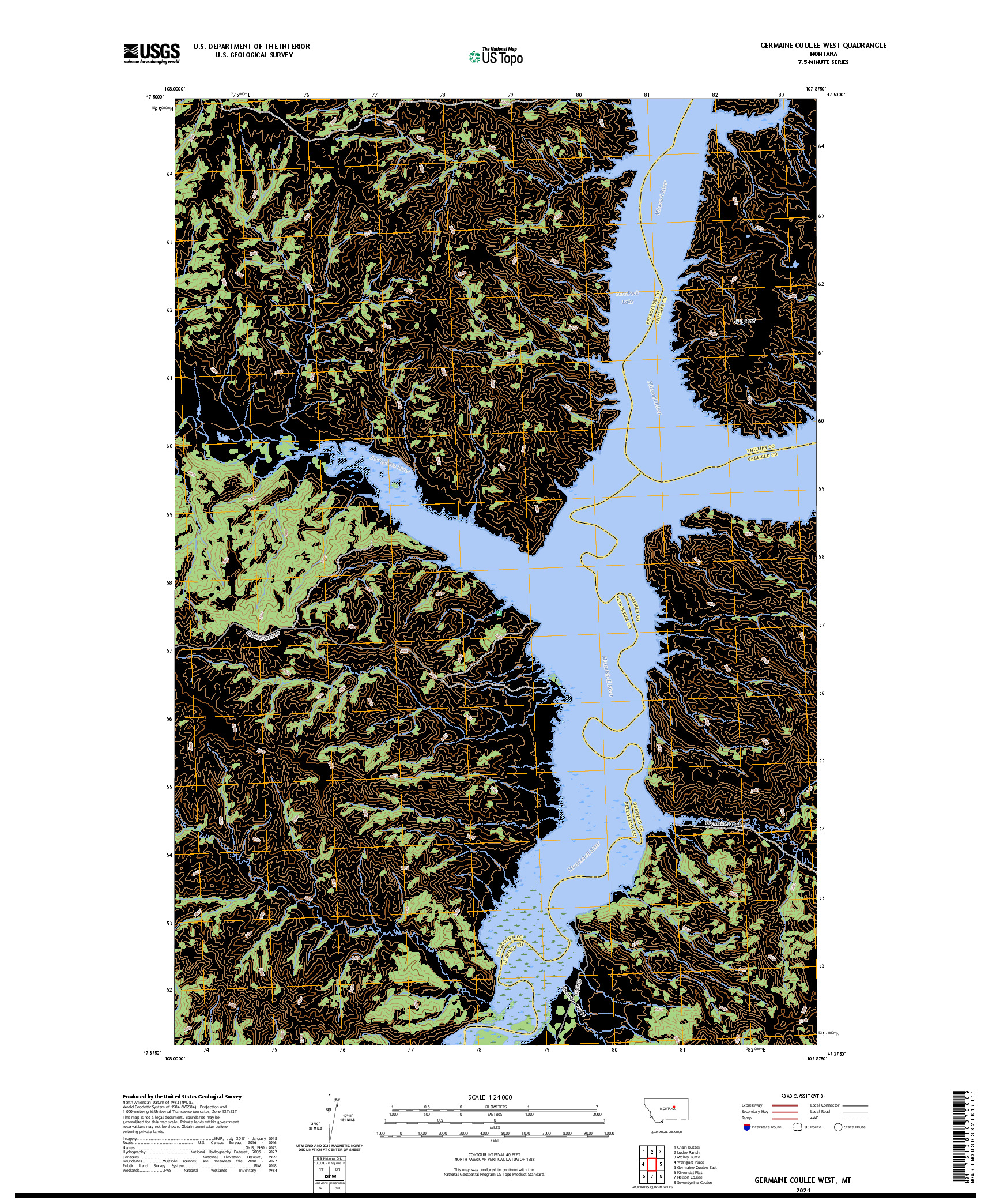 US TOPO 7.5-MINUTE MAP FOR GERMAINE COULEE WEST, MT