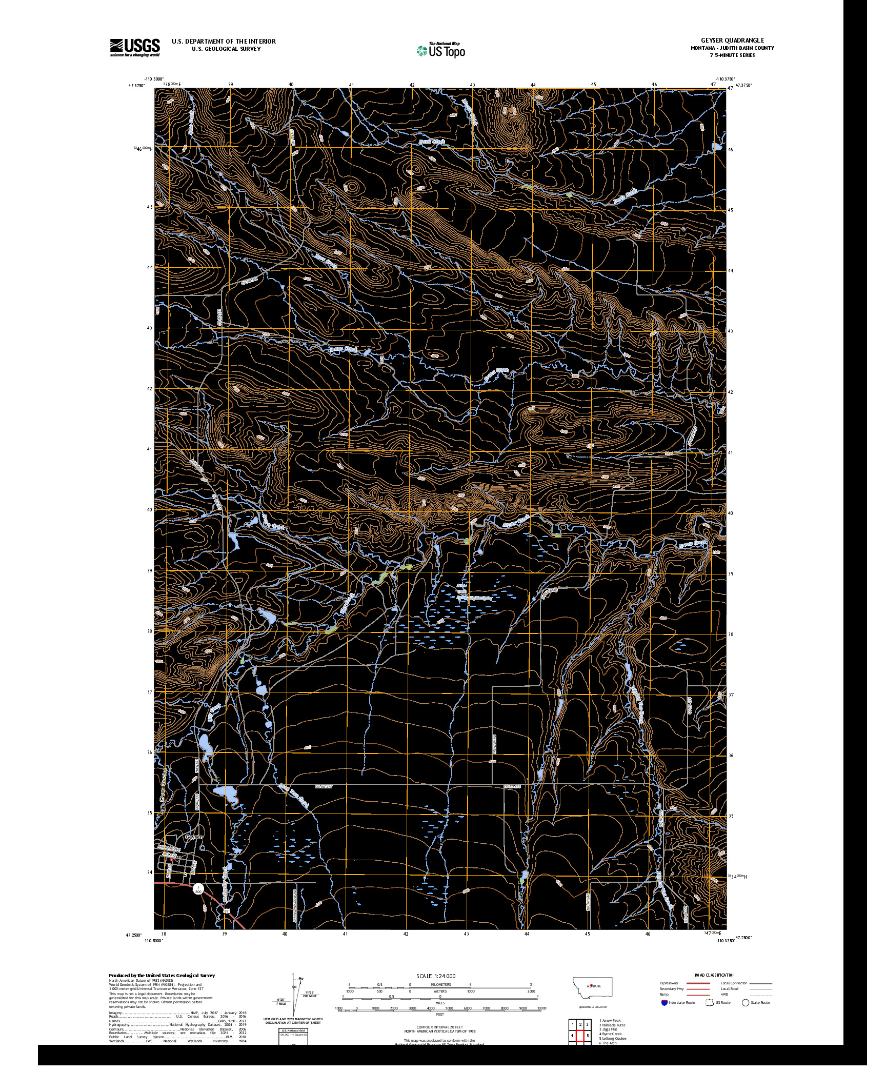 US TOPO 7.5-MINUTE MAP FOR GEYSER, MT