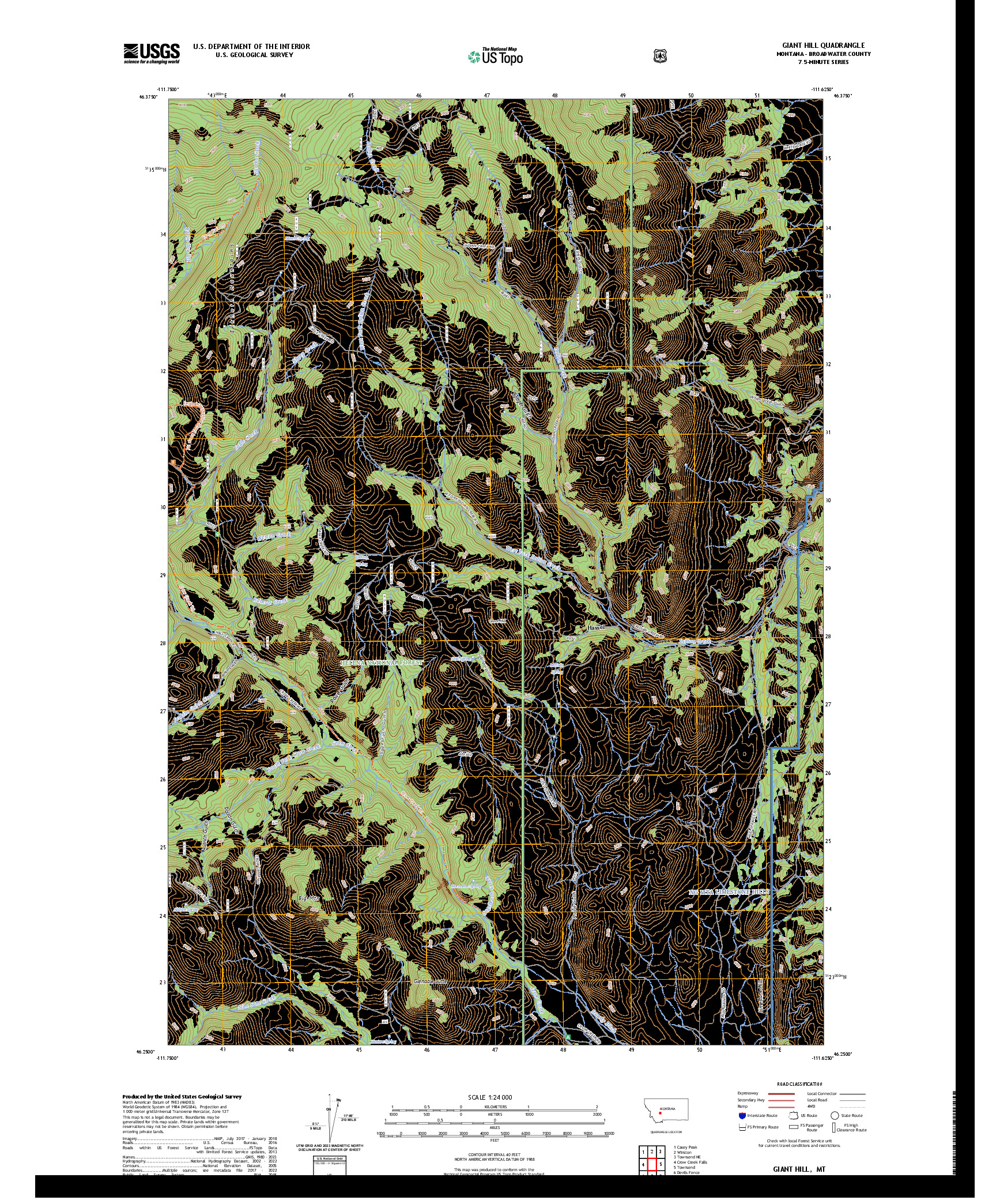 US TOPO 7.5-MINUTE MAP FOR GIANT HILL, MT