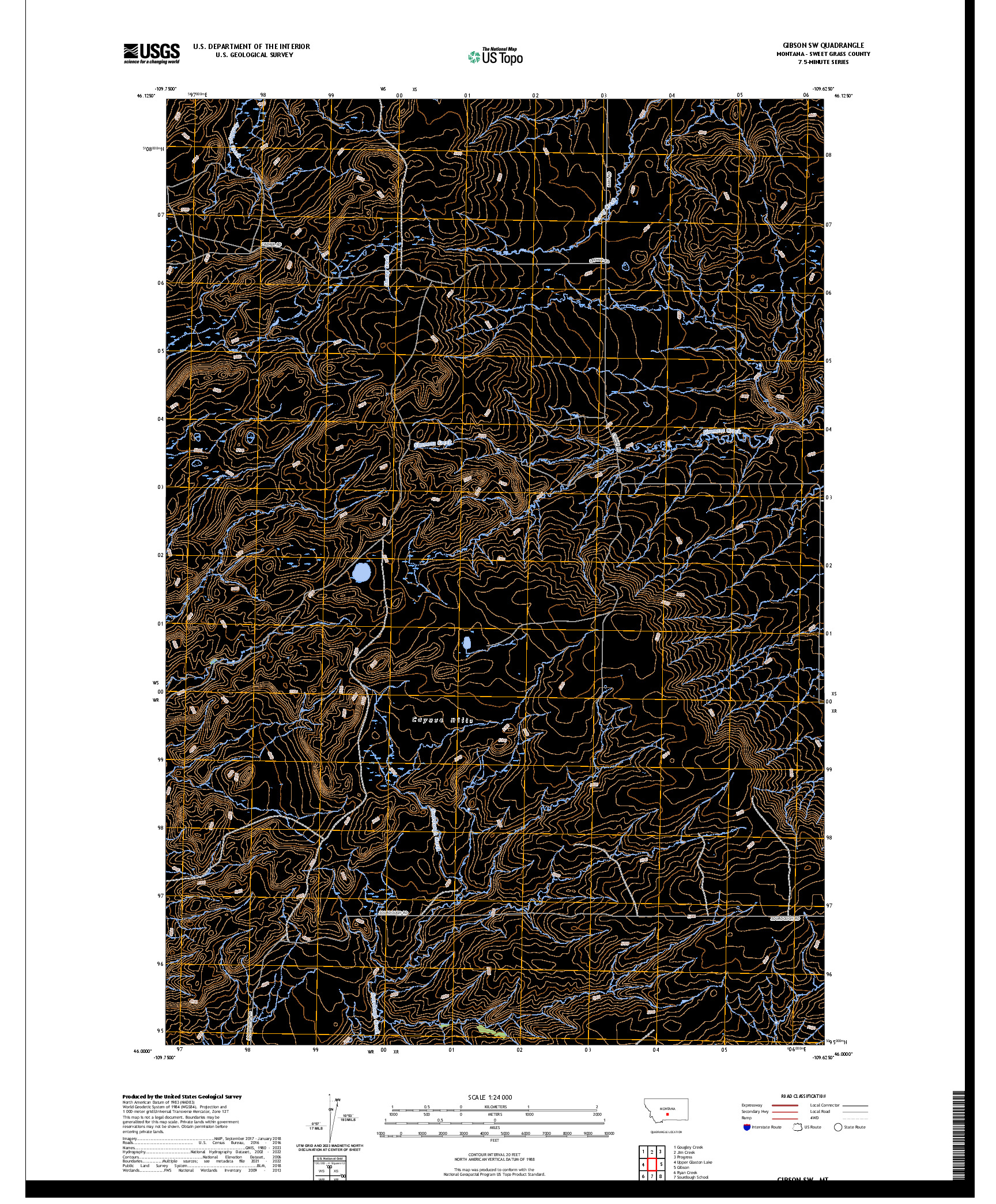 US TOPO 7.5-MINUTE MAP FOR GIBSON SW, MT